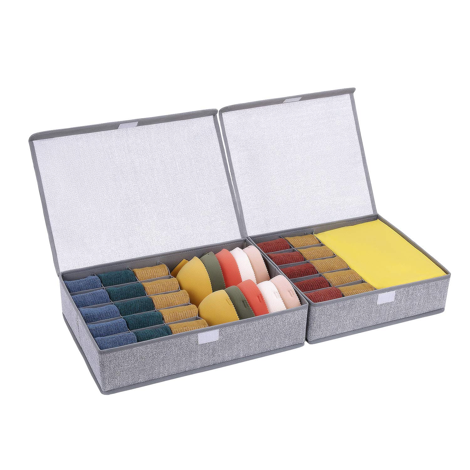 Buy LEEFE Underwear Organizer with Lids, 2 Pack Sock Organizers Closet Storage Drawer Organizer