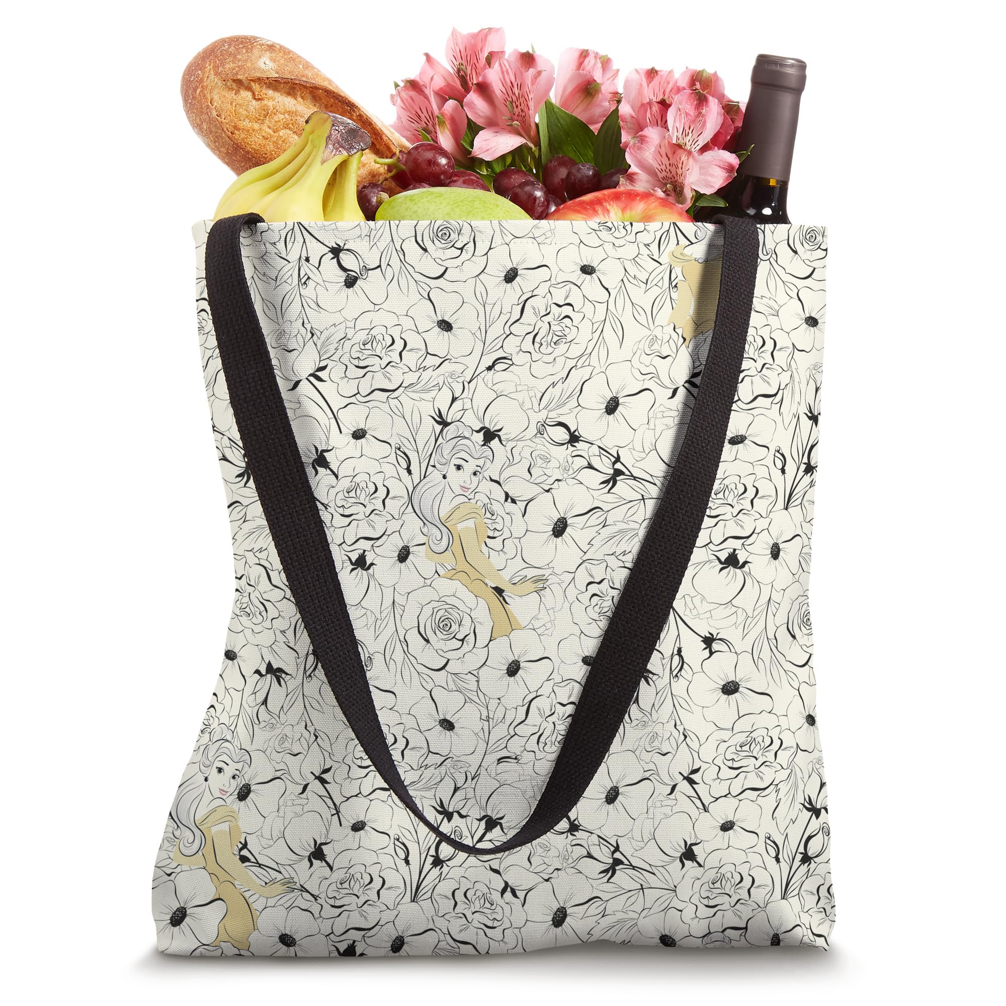 Disney Princess Belle Floral Print Cream Tote Bag