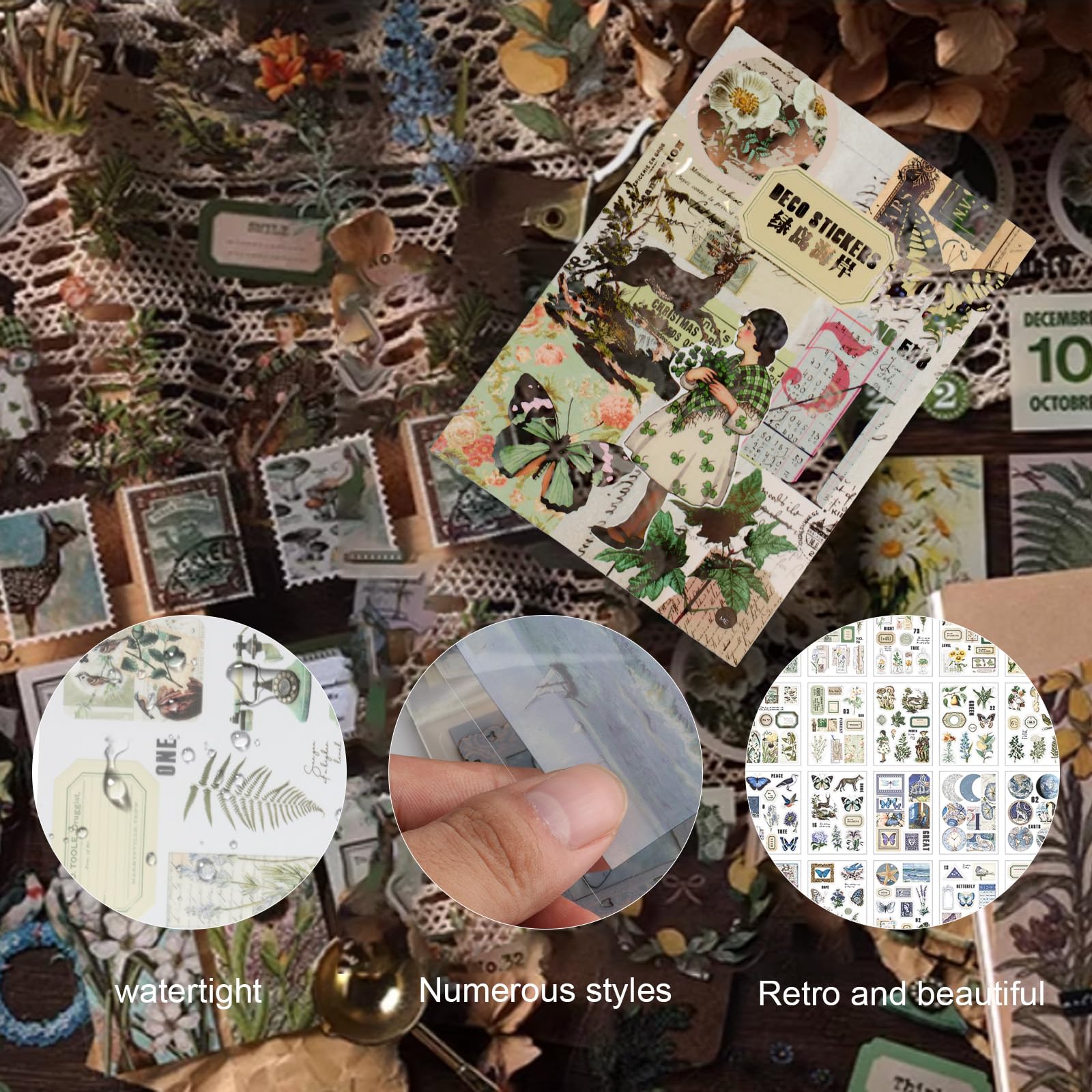 Vintage Scrapbook Stickers, 20 Pages Scrapbooking Supplies Book - Image 4