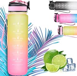 West Biking 32 oz Water Bottle with Time Marker and