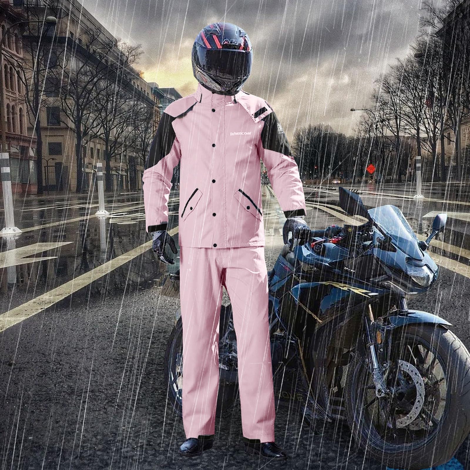 Traje de lluvia para hombre y mujer, impermeable, pantalones de lluvia, traje para exteriores, chubasquero de dos piezas y pantalones, ropa de lluvia para moto, ciclismo, senderismo y camping