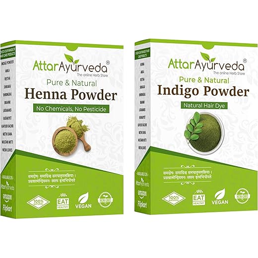 Attar Ayurveda Black Hair Dye Combo - Henna & Indigo 400g