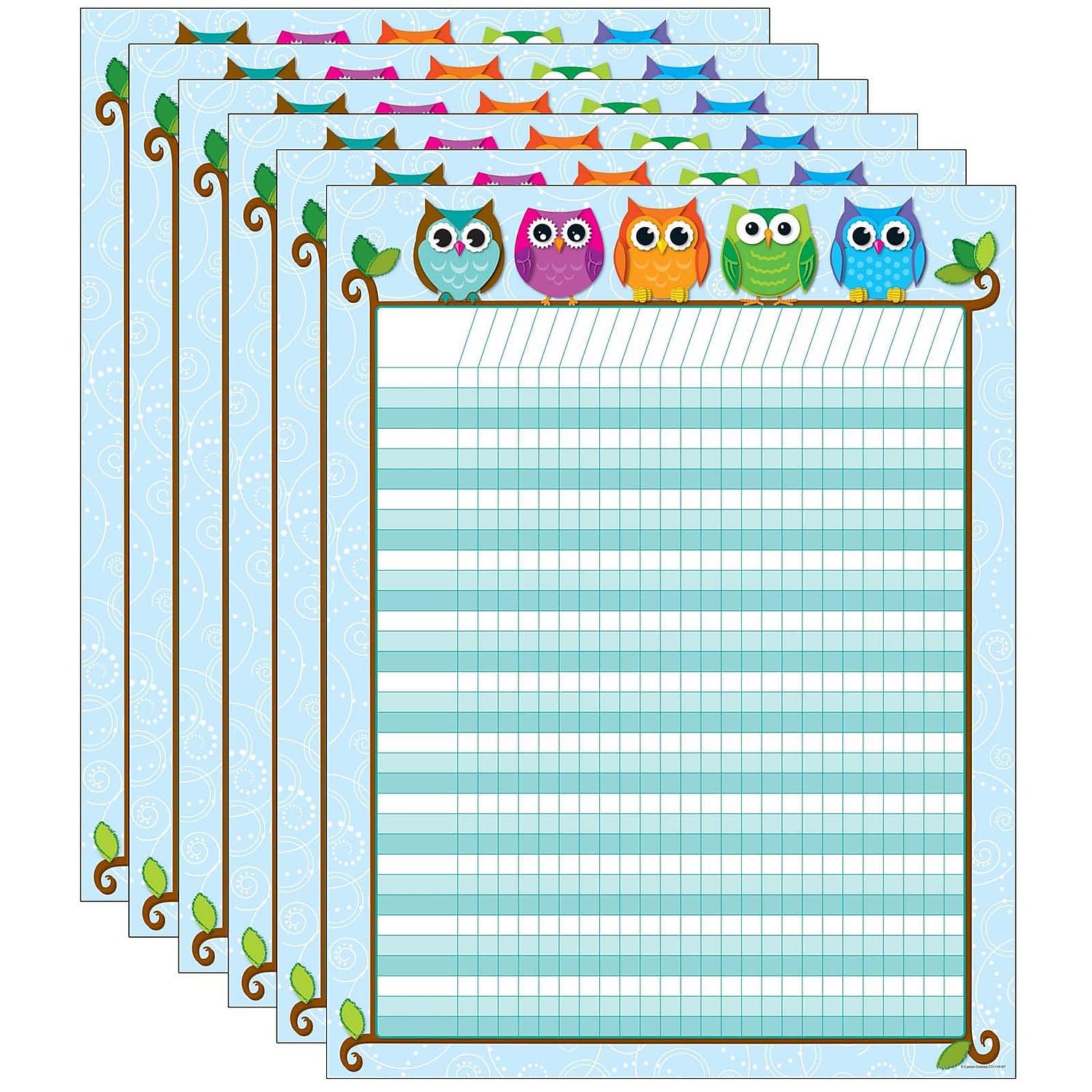 Carson Dellosa Education Colorful Owls Incentive Chart, Pack of 6
