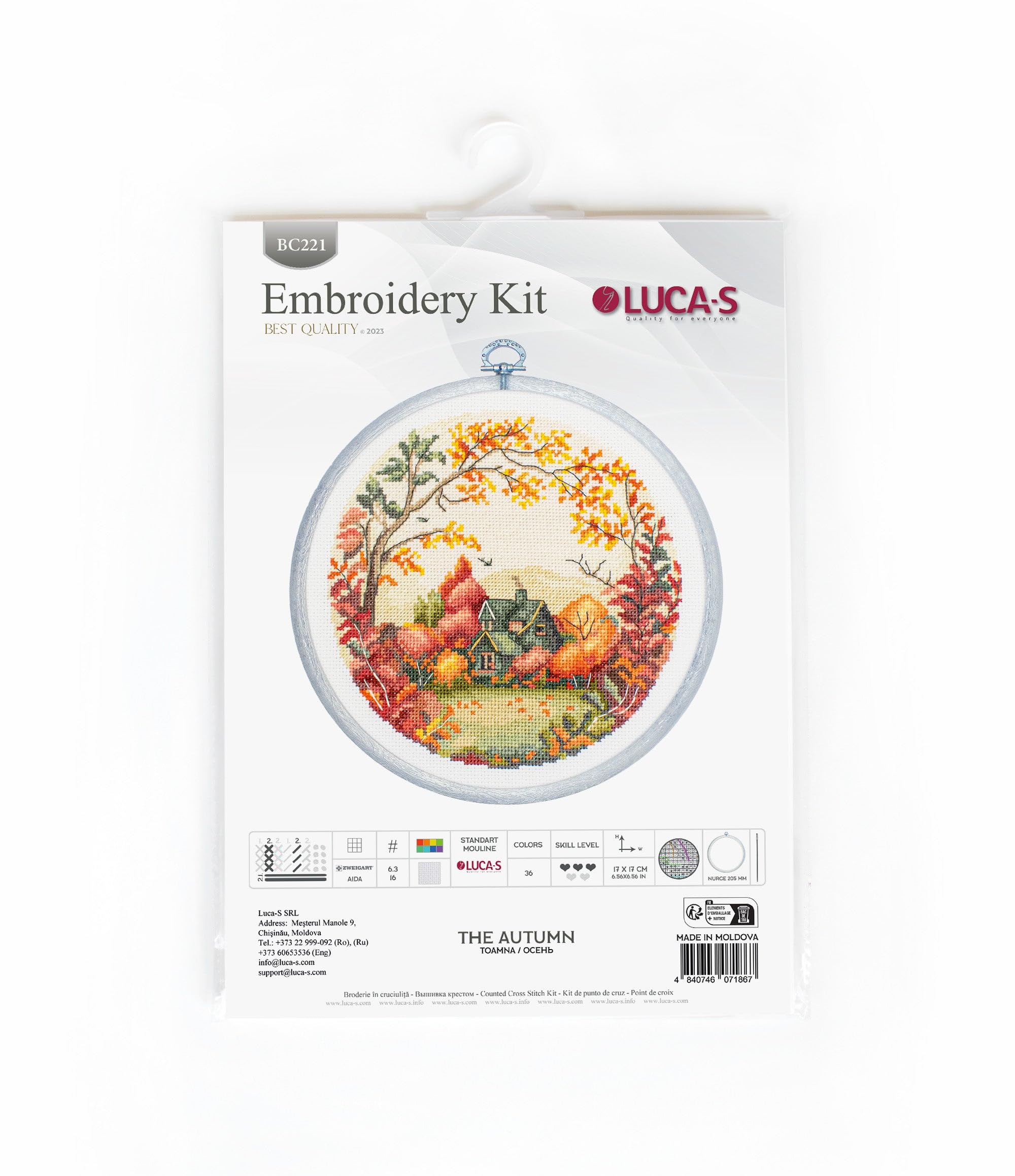 Cross Stitch Kit with Hoop Included Luca-S - The Autumn