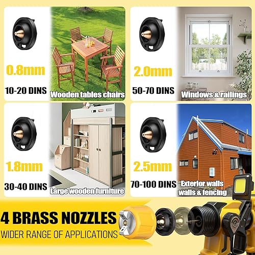 Miniatura 4 de Pulverizador de pintura inalámbrico compatible con batería DEWALT de 20 V MAX de 850 W, motor sin escobillas, capacidad de 47.3 fl oz, pulverizador