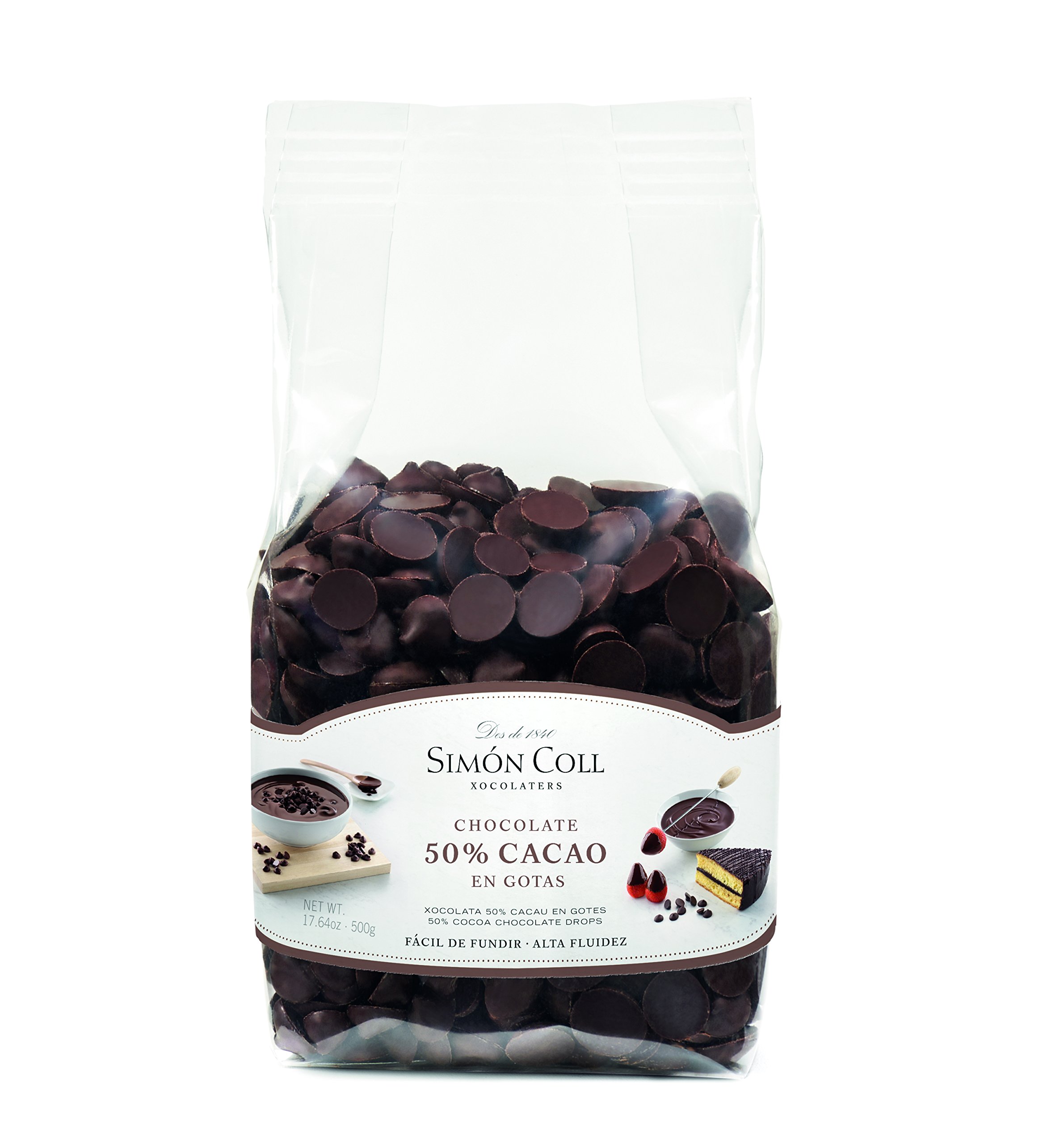 Simón Coll Gotas de Chocolate 500 gr Especial Respostería (Negro 50% Cacao)