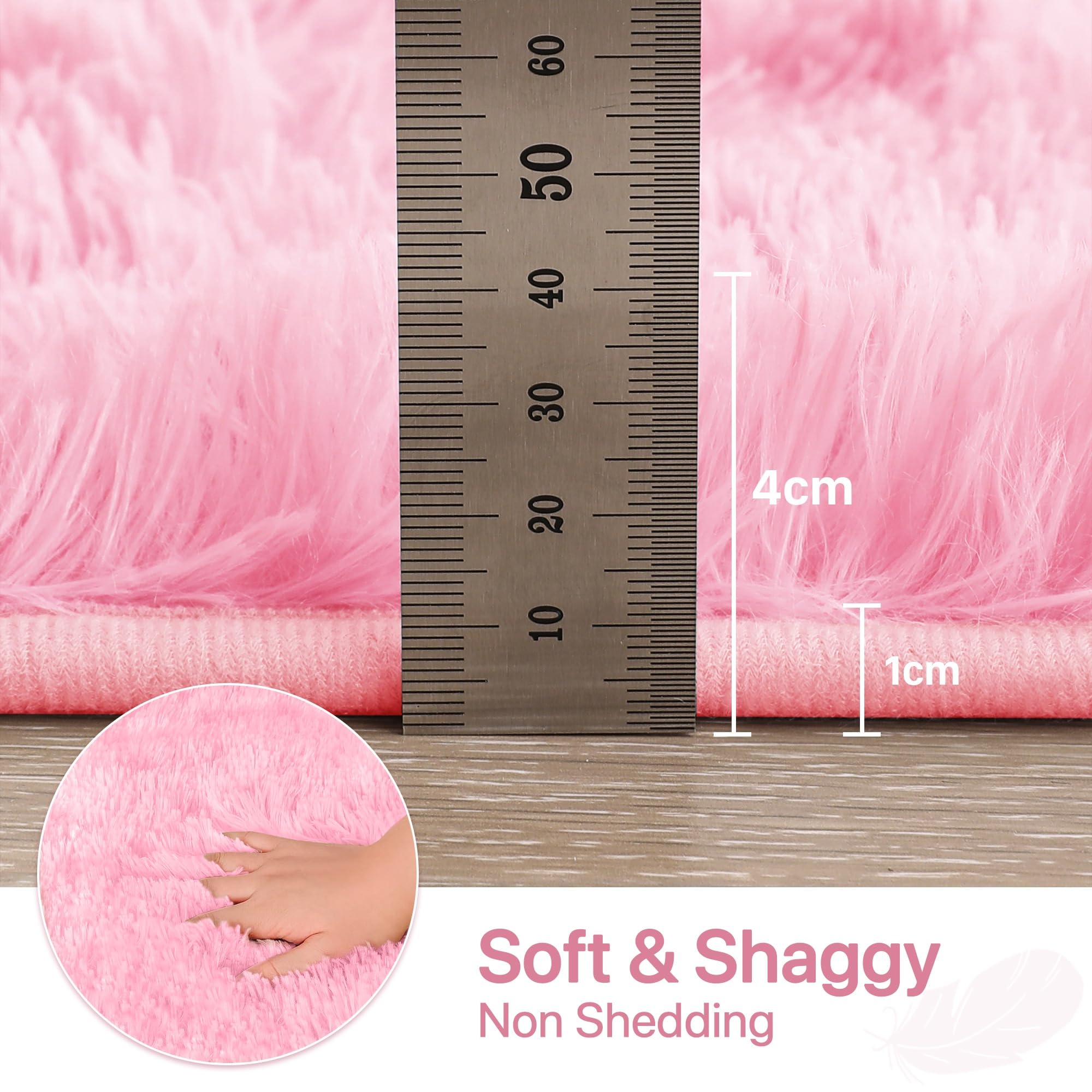 BEIMO Small Fluffy Faux Fur Bedside Rug 50x80cm, Soft Shaggy Rugs for Bedroom High Pile Rugs, Non Shedding Plush - Image 2