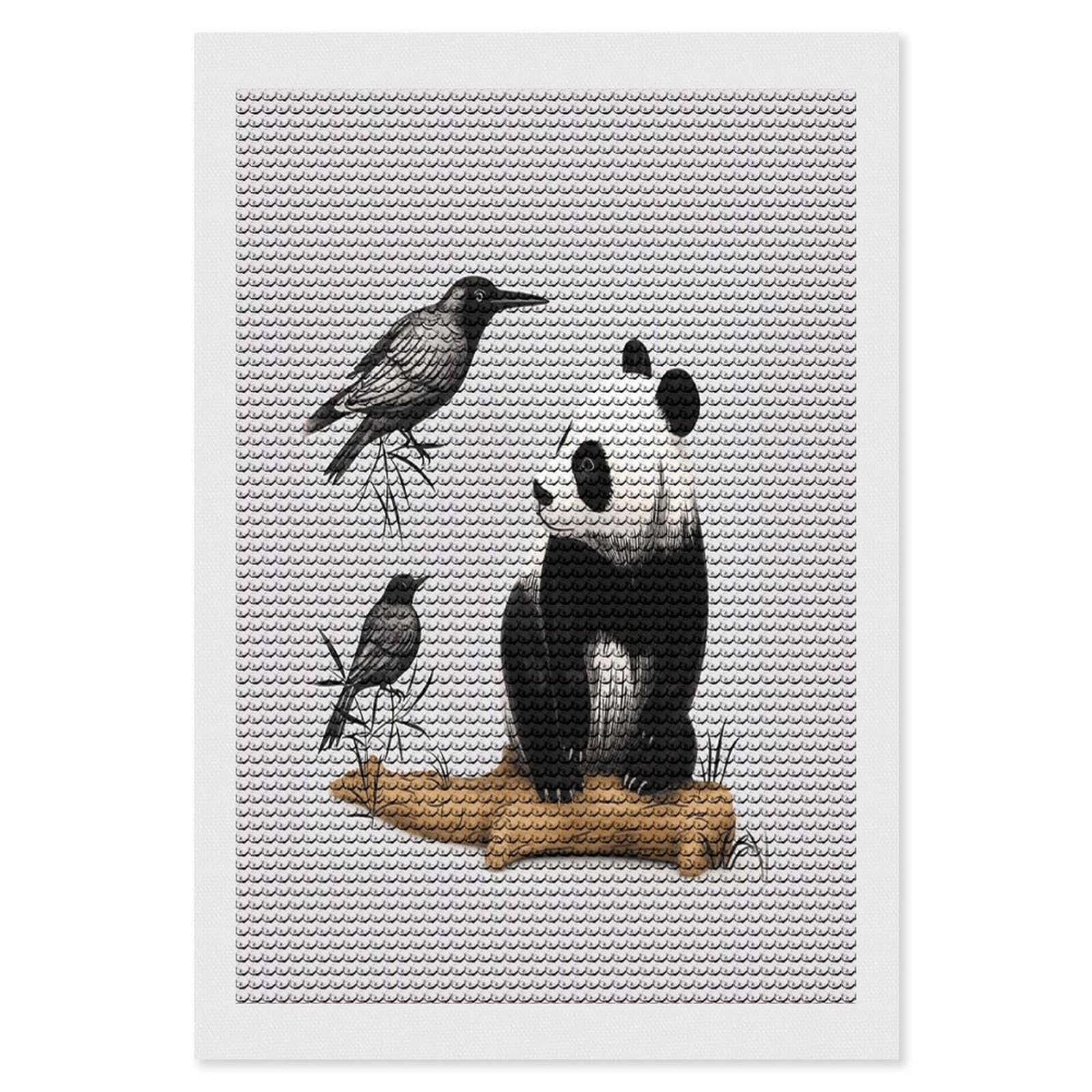 FekiLoot Bird Cedar Panda Diamond Painting Kits for Beginners DIY Diamond Art Kits for Adults Full Drill Round Diamond Dot Gem Art Painting Fun DIY Crafts for Home Kitchen Wall Decor Gift 8"x12"