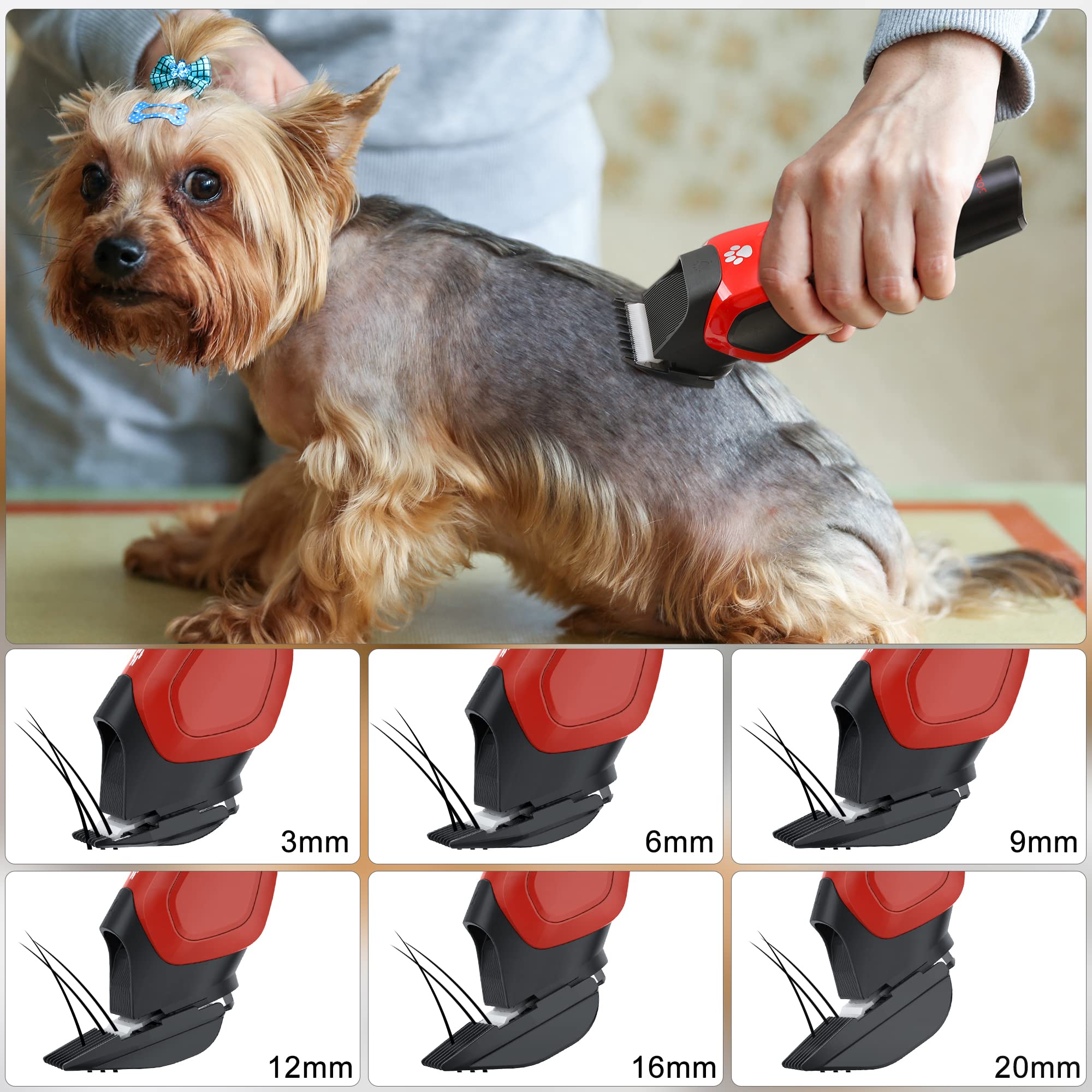 Solimpia Chien Chat Pet Cutter Rasoir Électrique Pet Beauty Trimmer Kit Rechargeable Sans fil à Faible Bruit Professionnel Pet Hair Trimmer Kit