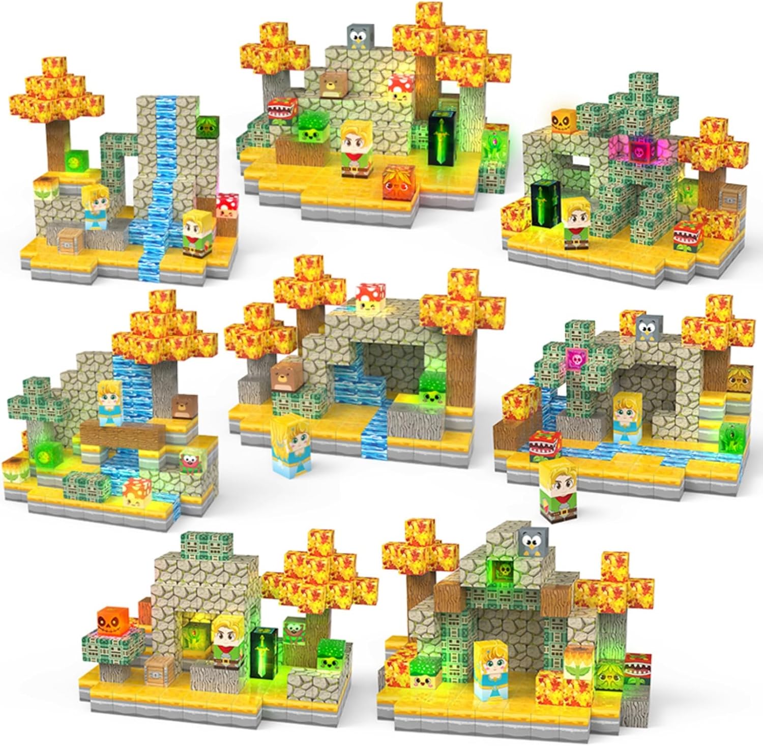 Magnetic Blocks, 200-Piece Build Knight&Princess Magnet Game Set, Magnetic Tiles Building Blocks STEM Sensory Creative Toys Games for Toddler Kids Boys & Girls