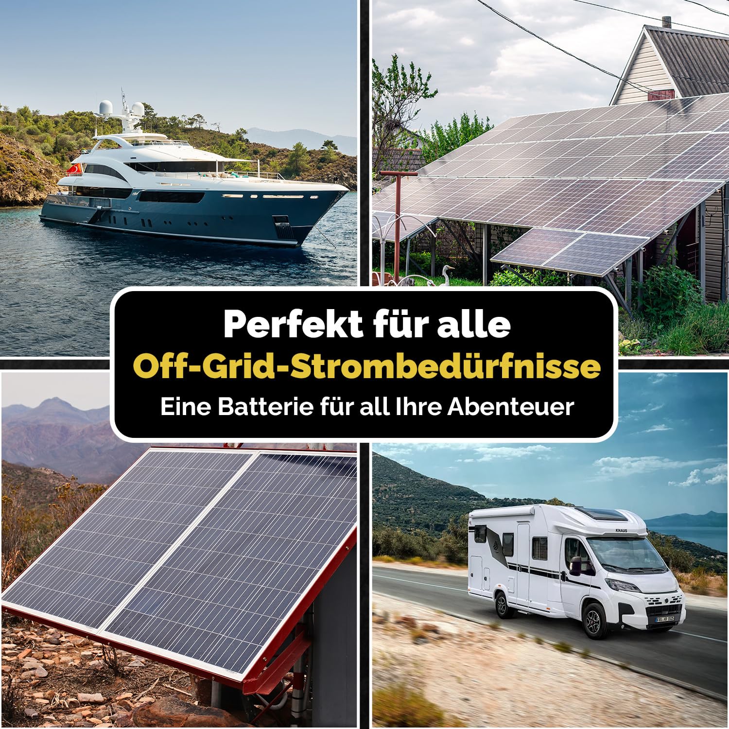 AGM Solarbatterie 12V 100Ah – Wartungsfreier Akku für Wohnwagen, Wohnmobil, Mover, Boot & Off-Grid Solarsysteme – Versorgungsbatterie Deep Cycle Solar Edition