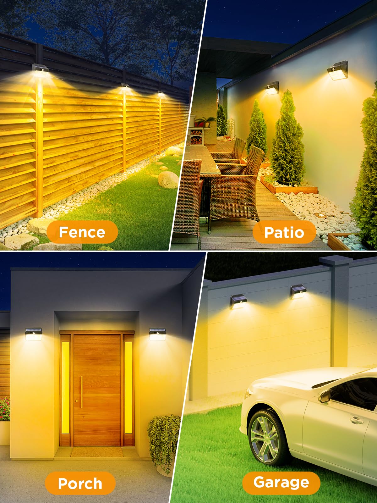 150LED Lampe Solaire Extérieur Détecteur de Mouvement, Lumiere Solaire Exterieur avec 3 Modes, IP65 Etanche Spot Solaire, Lampe Solaire pour Jardin, Lot de 2, Lumière Chaude