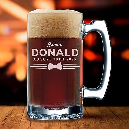 Miniatura 4 de My Personal Memories Conjuntos personalizados de tazas de cerveza padrinos de boda, estilo uniforme de 12 oz (5)