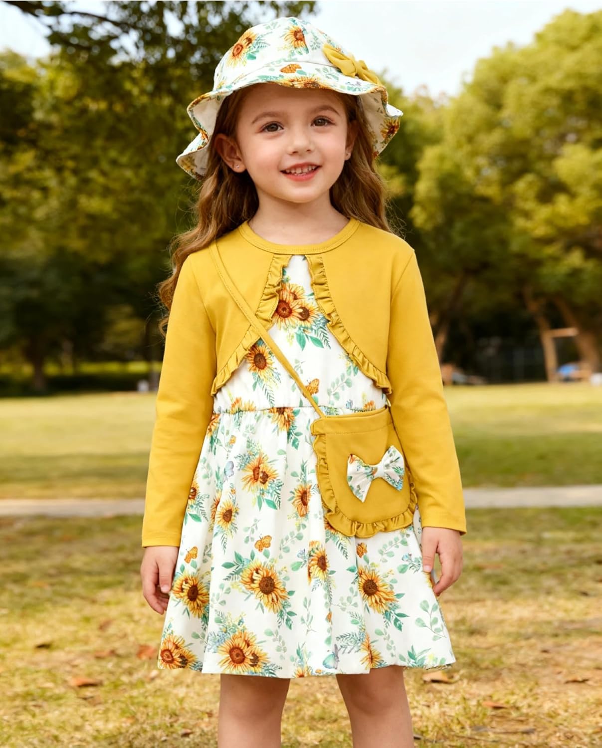 Toddler Girl Dress Baby Dresses Long Sleeve Fall Casual Girls Clothes Hat and Bag Set 6M-5T - Image 4