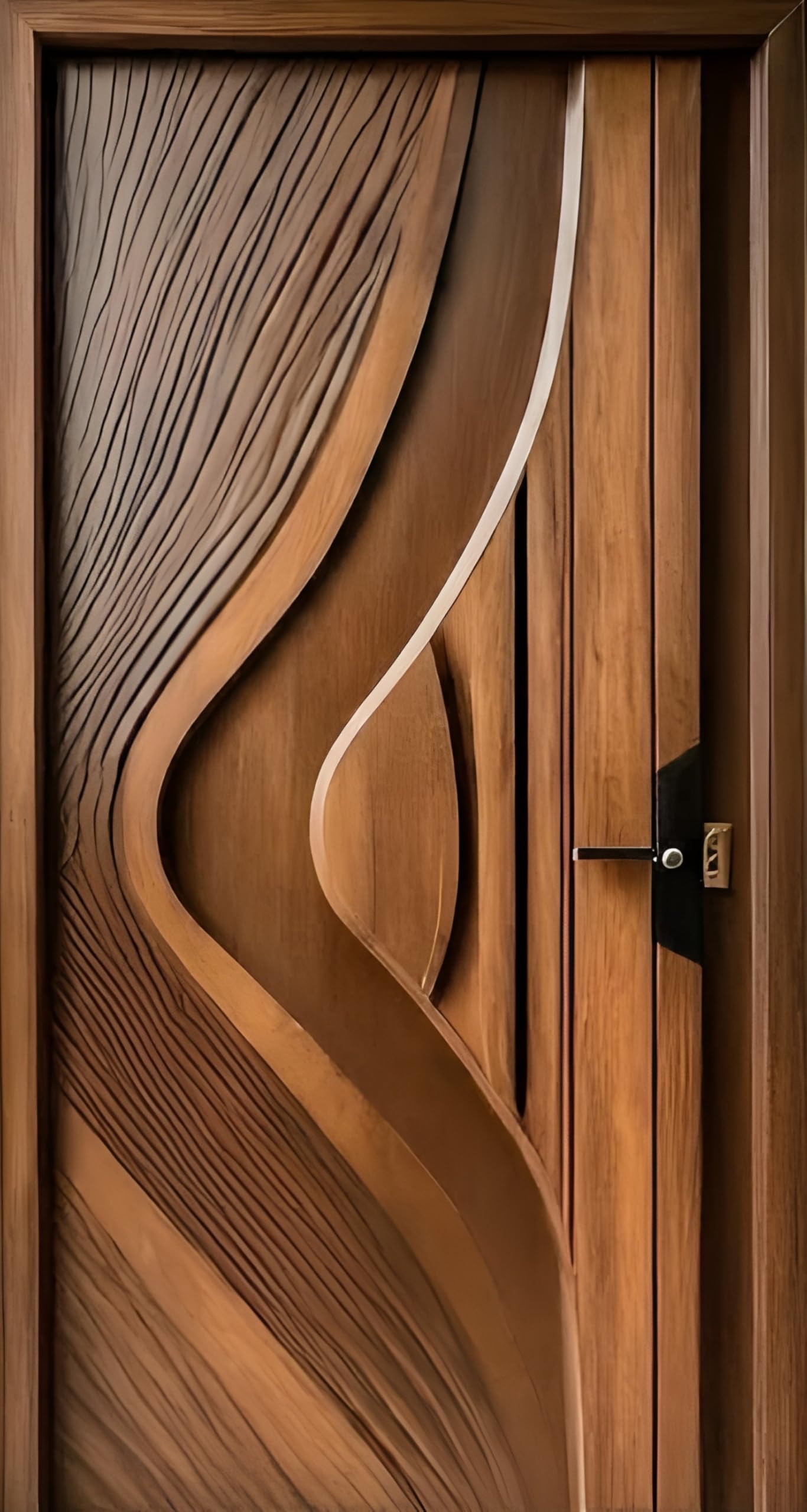 木製アート作品 約80cm Australian Handicraft Pine Wood Hand-Carved Front Door 81×39×1.5