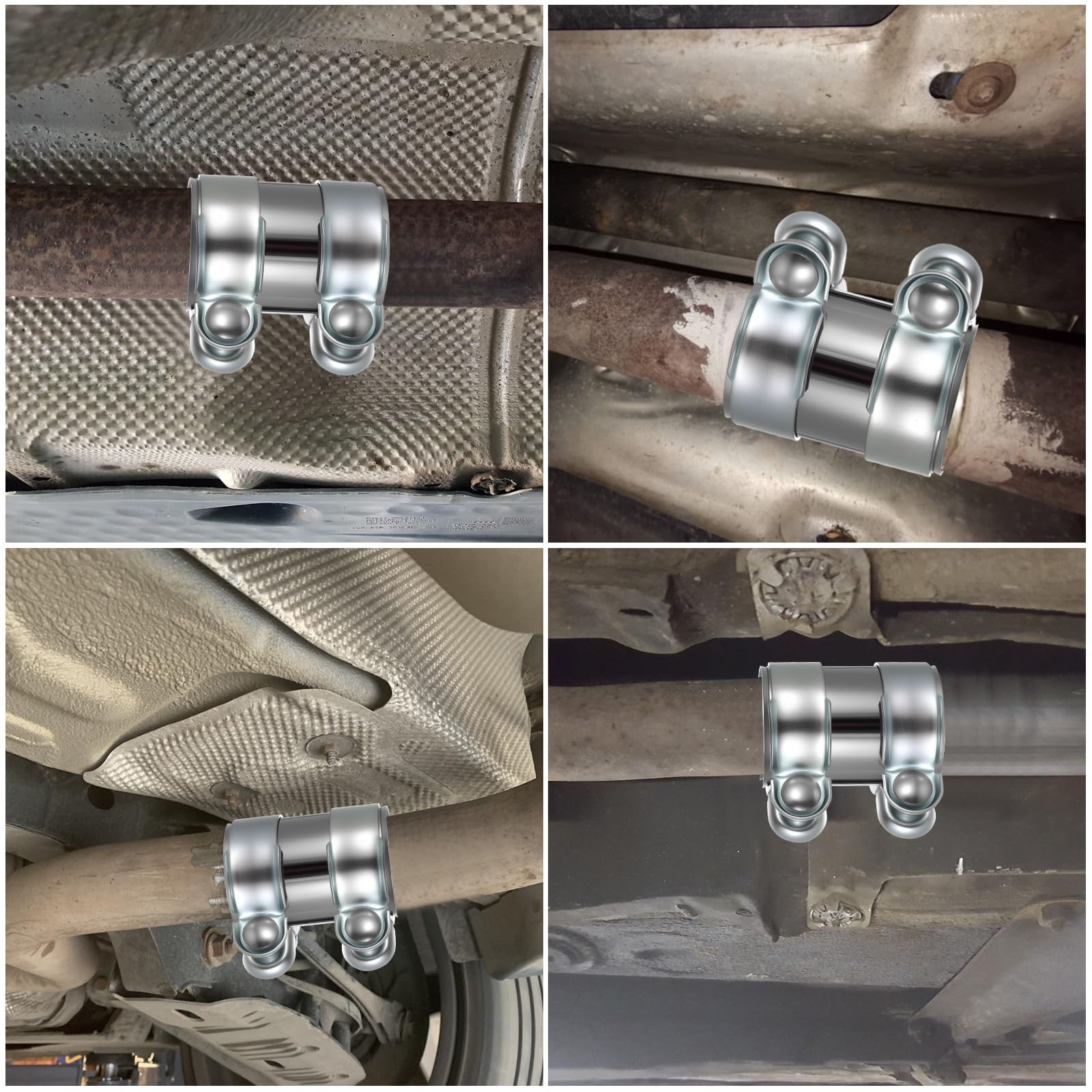 1 Pz Morsetto per Scaricos Auto, 60 mm Fascetta di Scarico in Acciaio Inox, 60 mm x 95 mm Morsetto per Tubo di Scarico Doppio, Morsetti per Tubi Giunto Marmitta