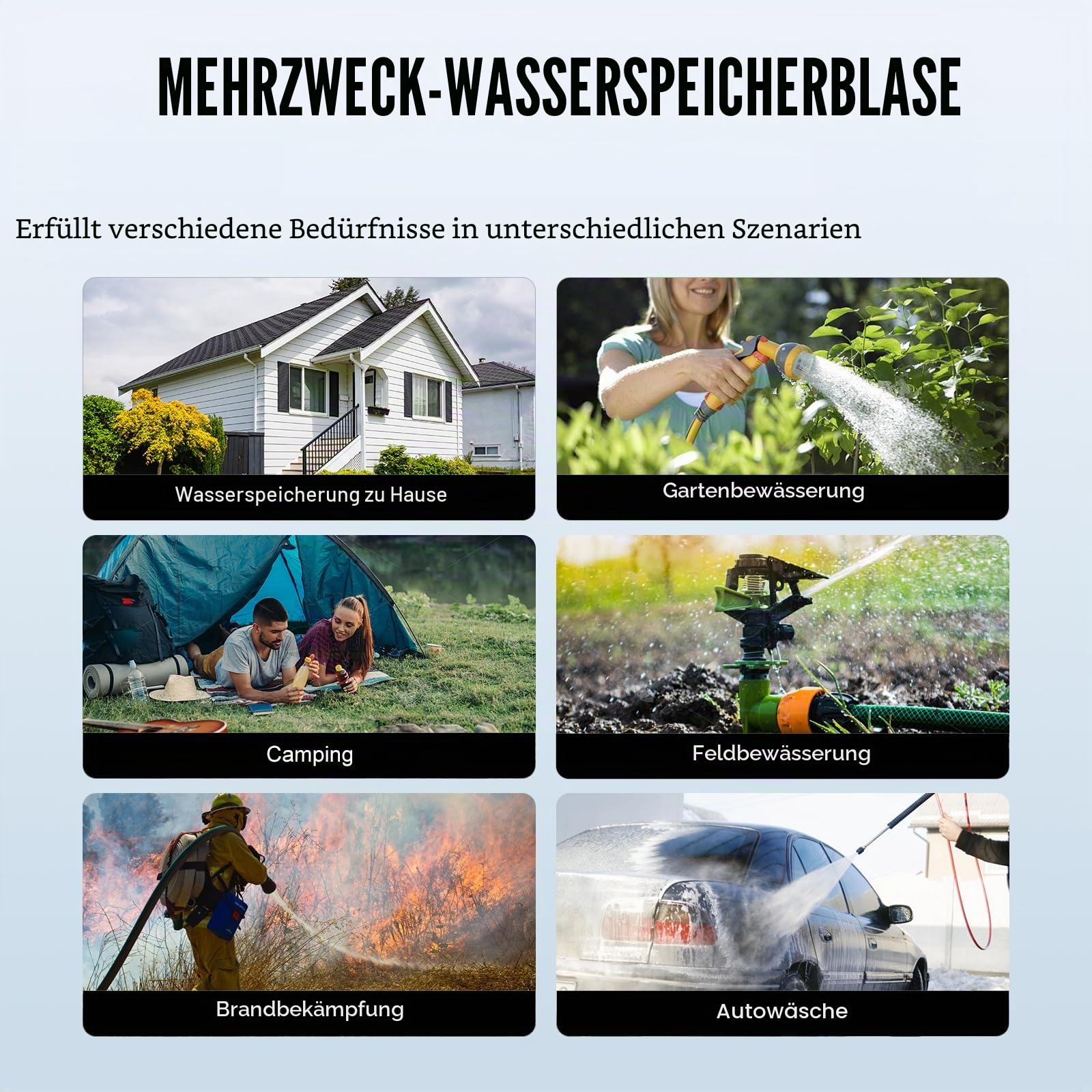 VEVOR 400L Wasserblasen Aufbewahrungsbehälter, Wassertank, 1000D blaues PVC, zusammenklappbare Wasserspeicherbehälter, Wasserbeutel mit großer Kapazität, tragbarer Wasserbehälter, Brandschutz, Camping