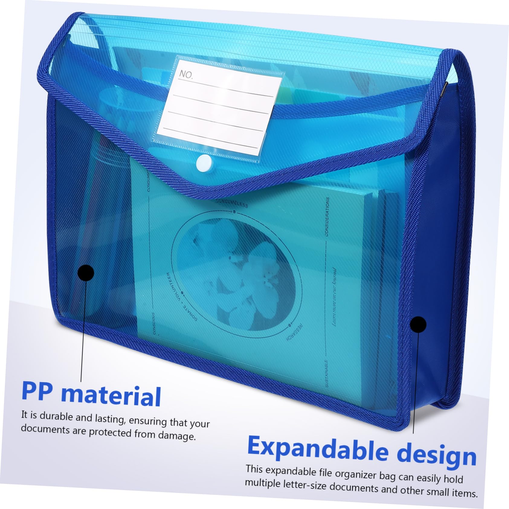 Cartella Porta Documenti a Bottoni Pp 7 Pezzi con Tasca Etichetta | Formato A4, Design Espandibile, Chiusura a Bottone, Accesso Rapido e Capienza Ampia per Casa e Lavoro