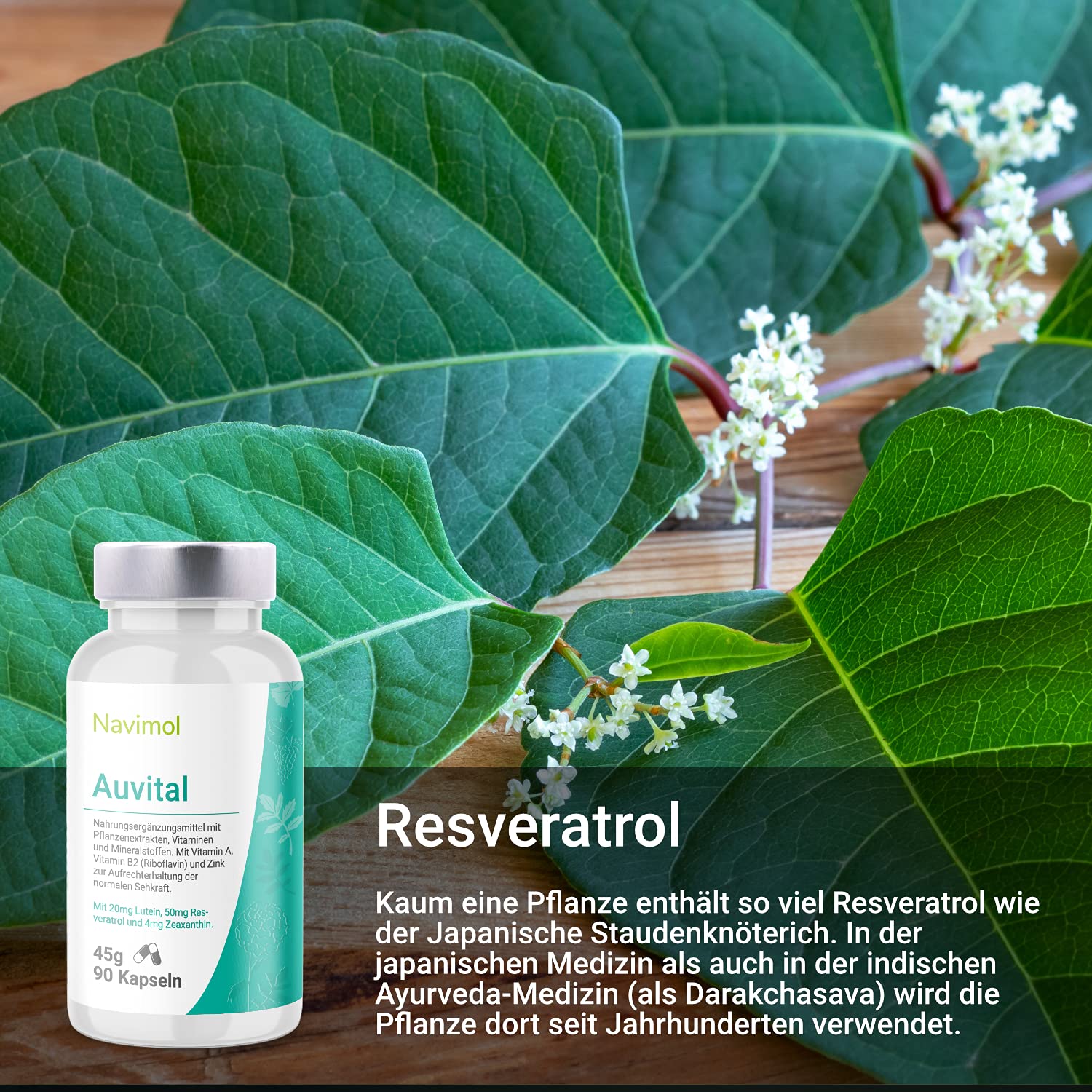 90 Kapseln | Nahrungsergänzungsmittel: Mit Vitamin A, Vitamin B2 (Riboflavin) & Zink zur Aufrechterhaltung der normalen Sehkraft | 20mg Lutein | 50 mg Resveratrol | 4mg Zeaxanthin