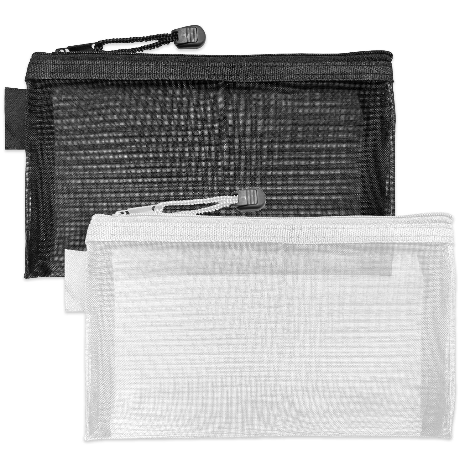 Luckious 2PCS Clear Pencil Pouch - Transparent Zipper Pencil Case (Black+White)