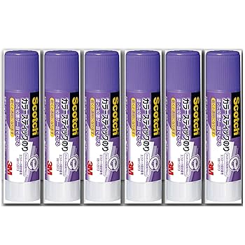 Amazon | 3M スコッチ カラースティックのり 紫 8g 6本パック GP