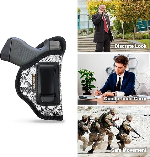 Miniatura 6 de IWB Funda para pistola. Funda de piel ecológica oculta para Glock 43 y 42, Kahr PM 45, Makarov. Keltec PF9 / P11 (derecha). Funda para pistola de