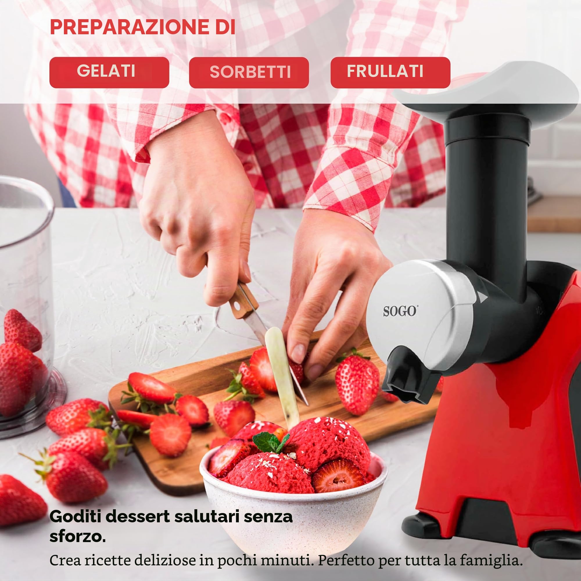 SOGO Macchina Frigorifero Versatile Rimovibile ideale per creare Dolci Gelati e Sorbetti di Frutta Naturale 250W SS-5246