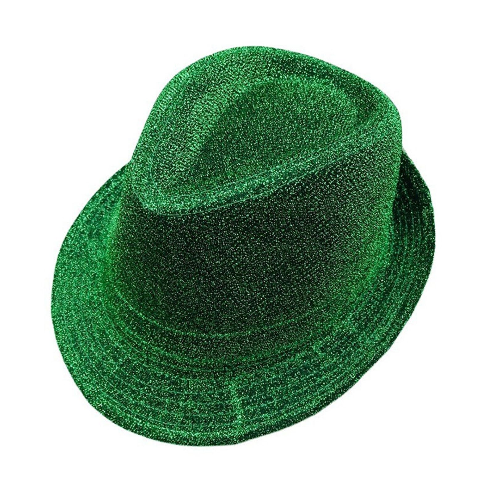 2026 St Patrick's Day Hat Solid Trilby Hats St Patrick's Day Accessories Irish Themed Green Leprechaun Hat One Size Performance Tophat Ireland Fancy Dress Costume Accessory for March Parade