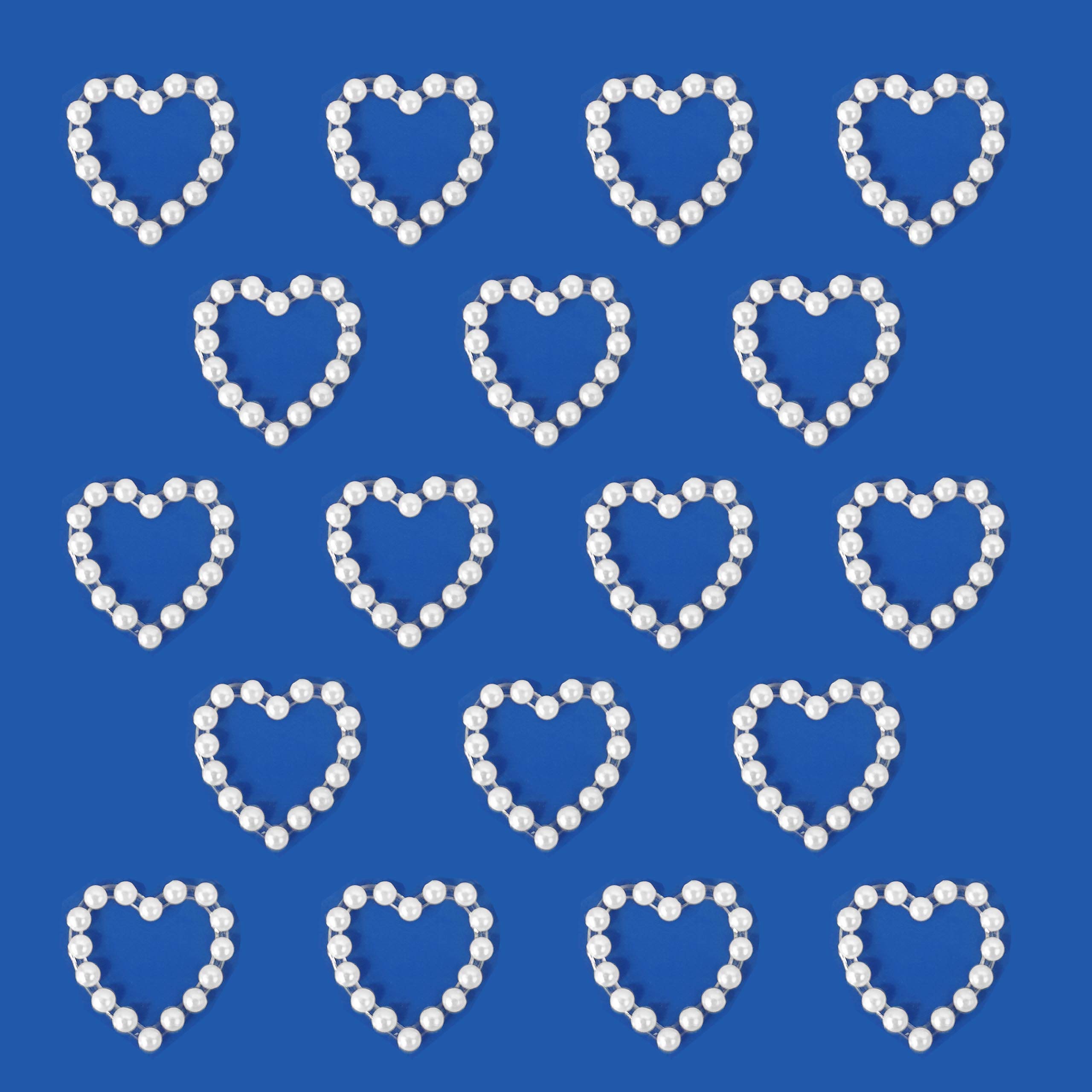 Pebble Eleven White 36 X Pearl Heart Shape Stickers Love Gems Scrapbook Wedding Embellishments