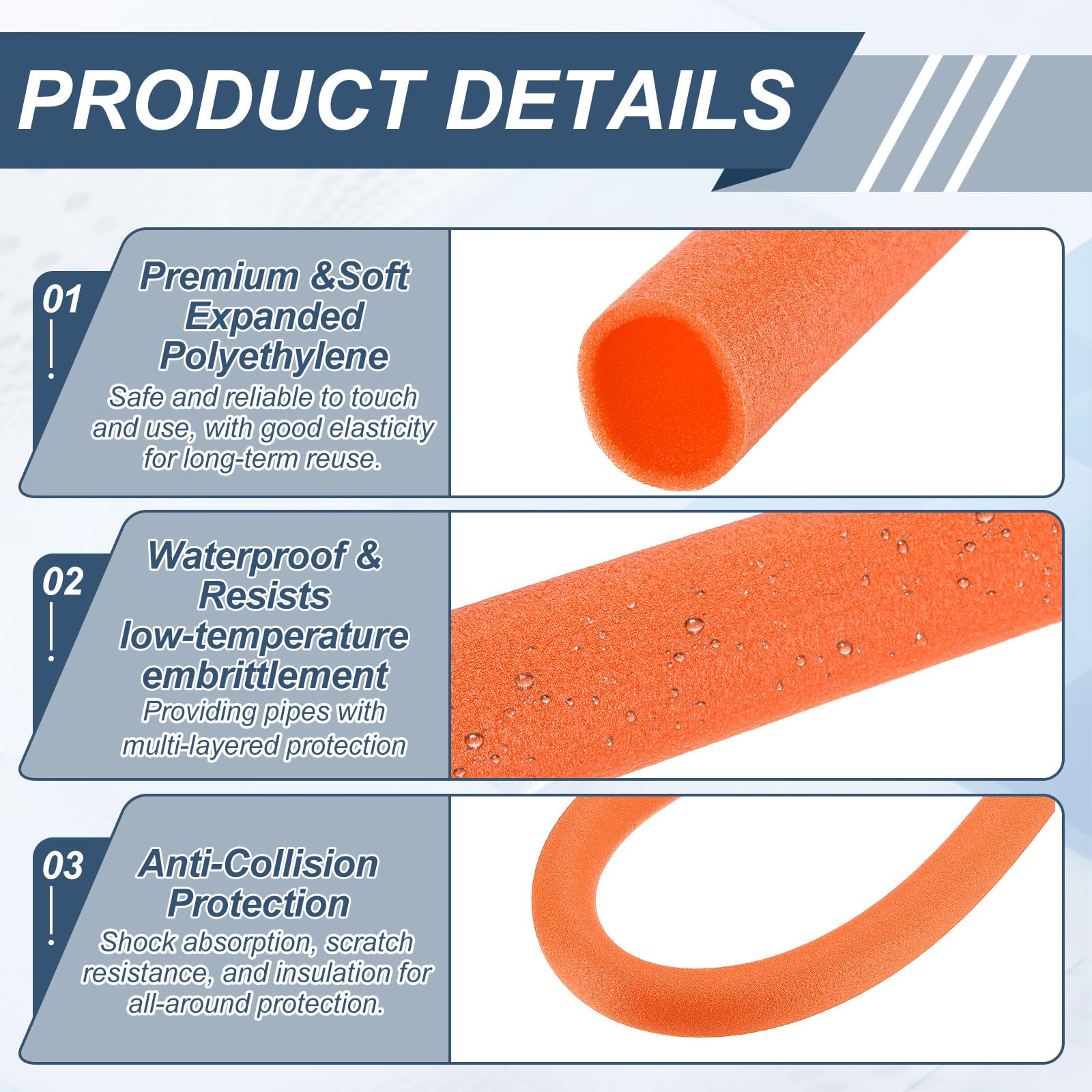 QUARKZMAN Tubo de Espuma, Aislamiento Cubierta de Tuberías Tubo Aislante Enrollable para Congelamiento Protección Calor Conservación Fontanería, 35mm x 45mm x 1M (ID*OD*L), Naranja