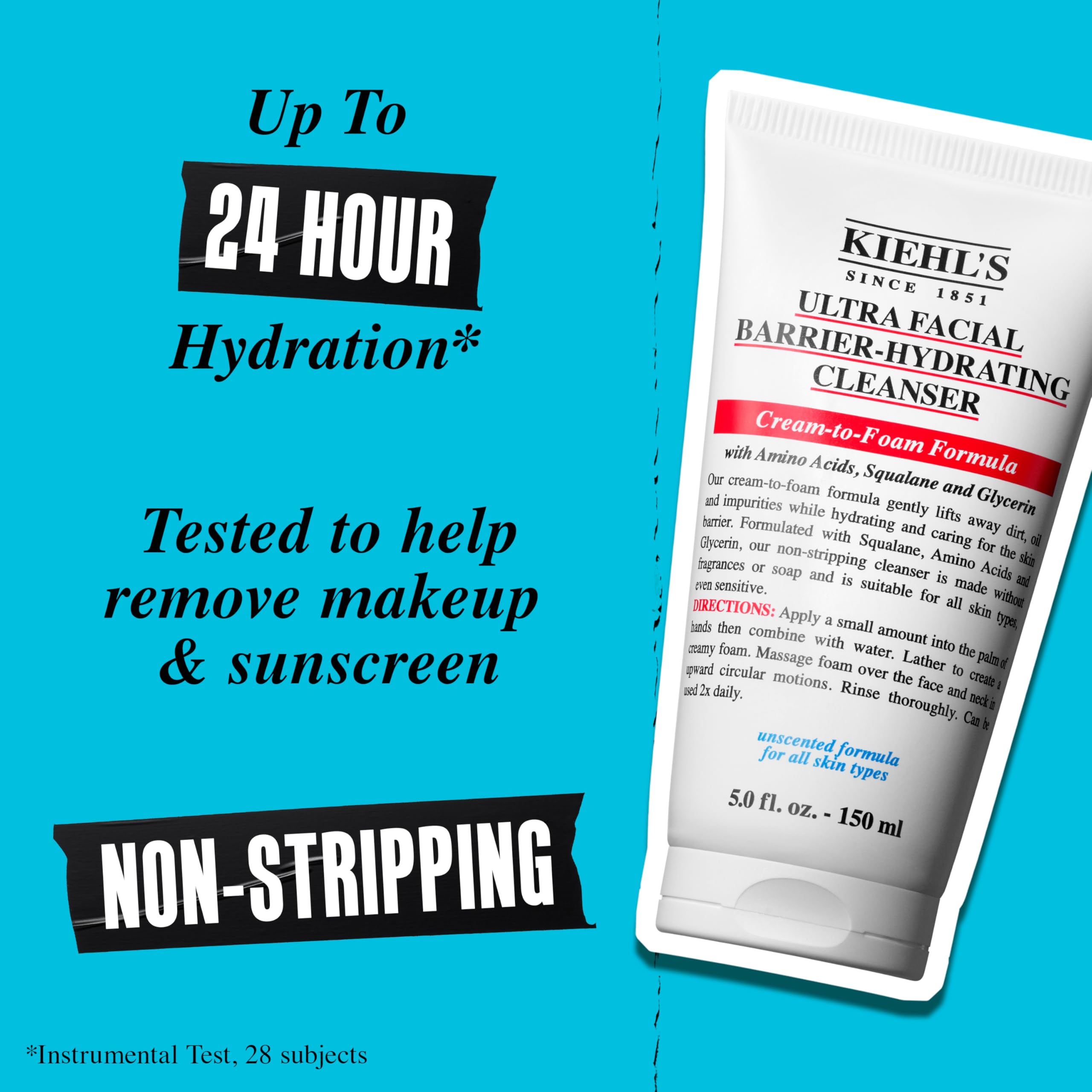 Kiehl's Ultra Barrier Cleanser, Hydrating Cream-to-Foam Face Wash and Removes All Makeup, 150ml, Multicolor, 1 ml (Pack of 1) - Image 3