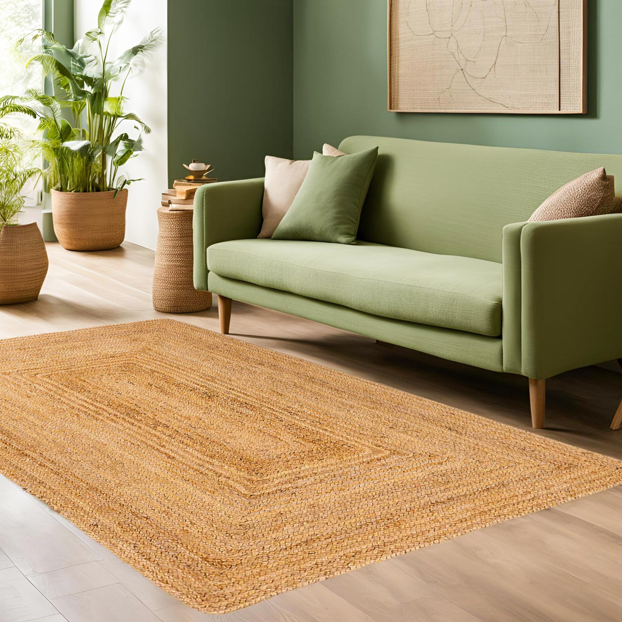 Amazon.com: Raha Looms London Premium Jute Rug 5x8 Area Rug Natural Rug Office Rug, Eco-Friendly ...