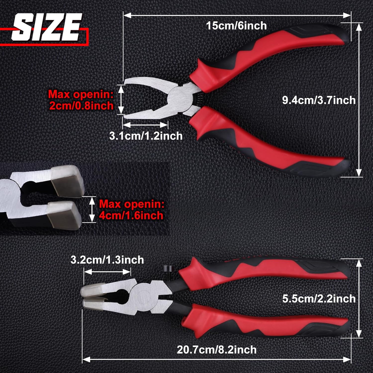 2-in-1 Glass Cutting Tool Kit - Running Pliers & Grozer Pliers with Rubber Tips for Key Fob Hardware Install & Stained Glass Work