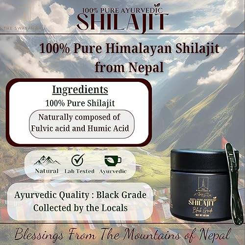 Miniatura 5 de SHILAJIT Resina SHILAJIT 100 % pura del Himalaya Nepalí, suplemento ayurvédico de grado negro, infusión de miel, cosechado a mano, probado en