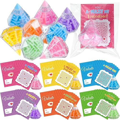 Capoda Paquete de 36 juguetes de regalo para el día de San Valentín, rompecabezas de laberinto 3D, con tarjetas, laberinto, laberinto, rompecabezas