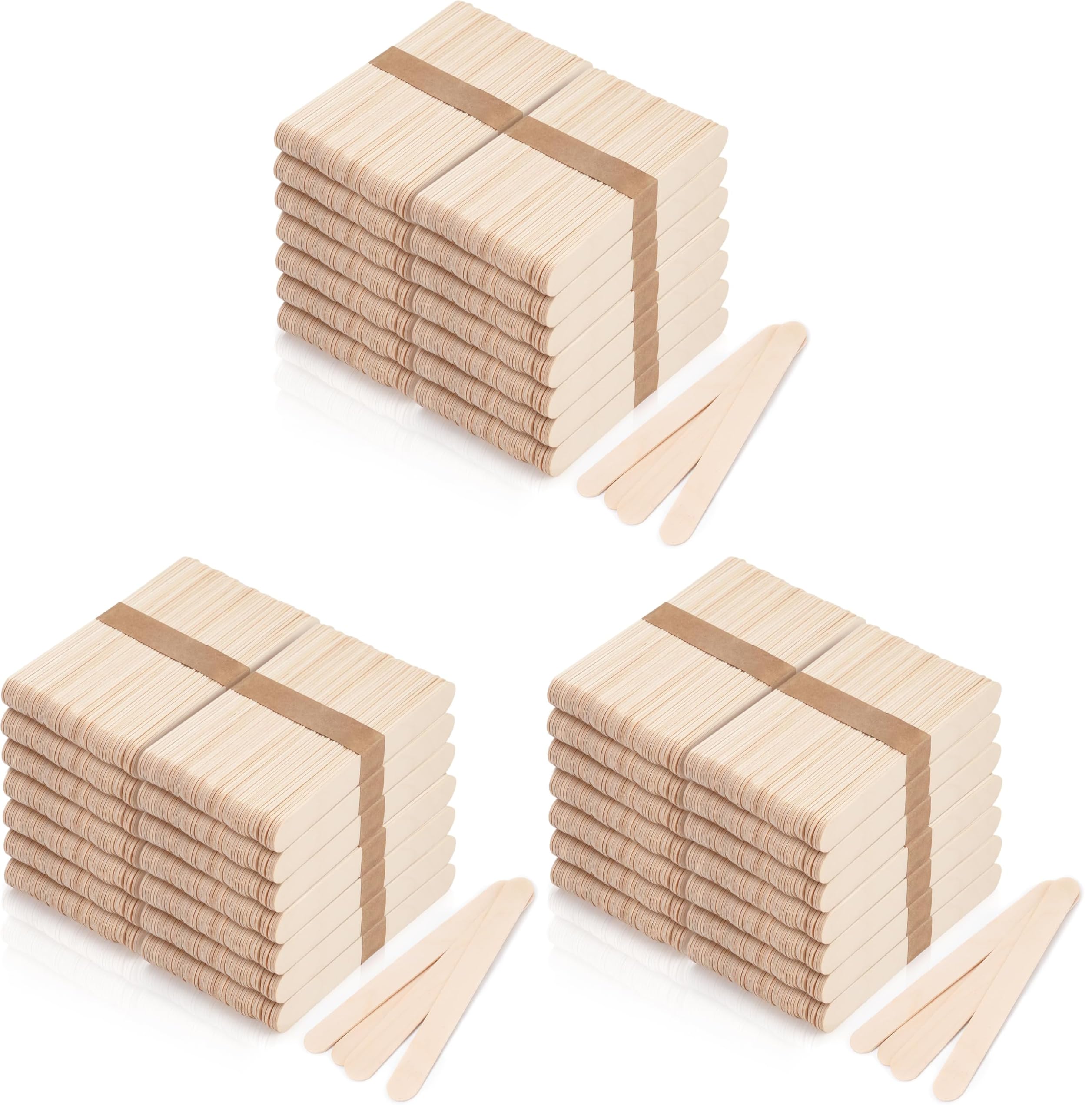 1200 Pieces Large Wooden Wax Sticks, 6-Inch Wood Waxing Sticks Wax Spatulas Applicator, Wood Craft Sticks for Body Hair Removal, Tongue Depressors, Wooden Ice Pop Sticks (Pack of 3)