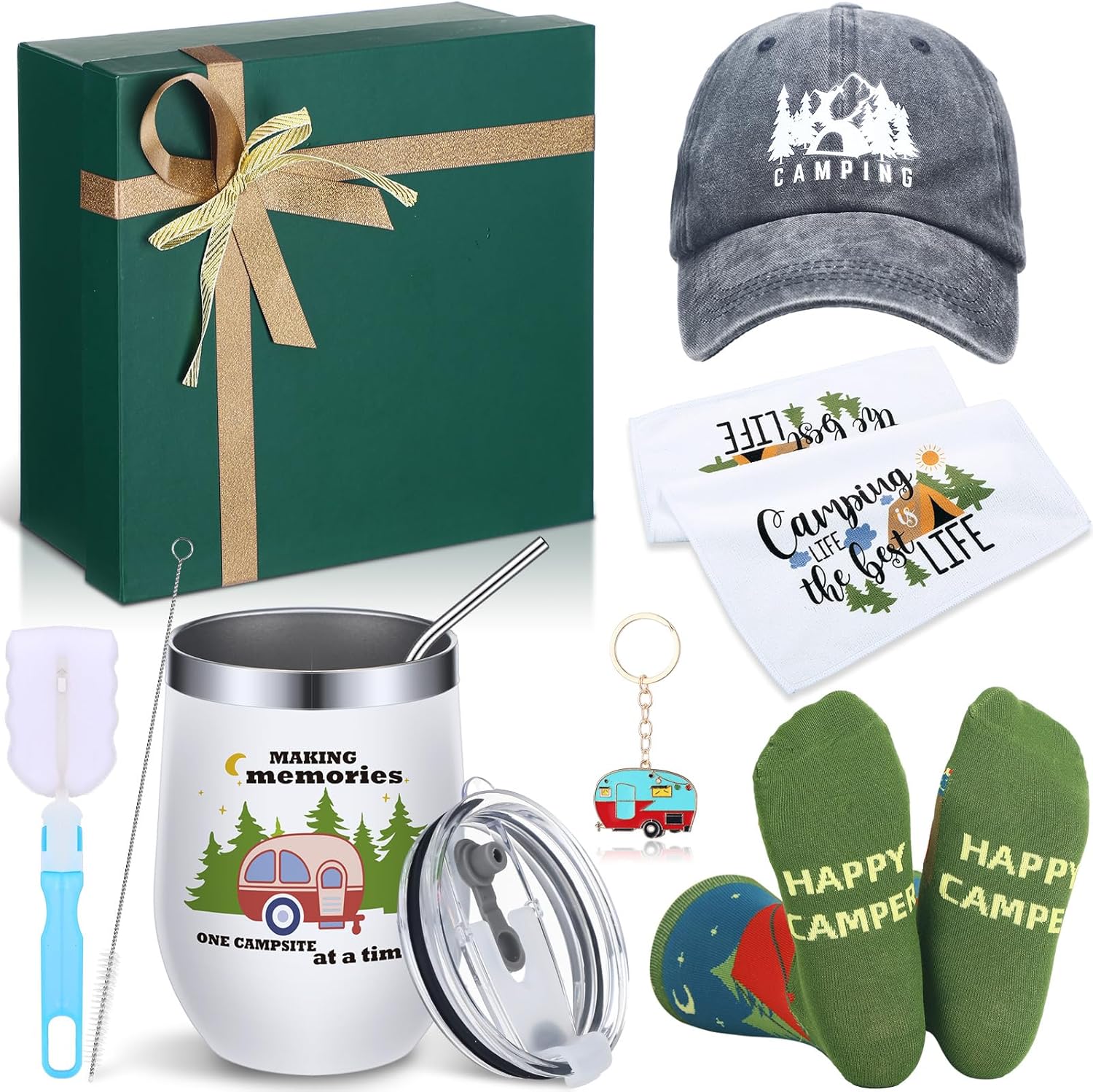 6-Piece Camping Gift Set for Outdoor Lovers | Tumblers, Hat, Socks & More 6-Piece Camping Gift Set for Outdoor Lovers | Tumblers, Hat, Socks & More