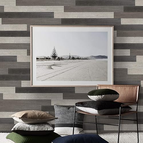 Miniatura 5 de COLAMO 10 tablones de madera de pino real de mezcla gris, para pegar en paneles de madera para pared, tablones de pared autoadhesivos para sala de