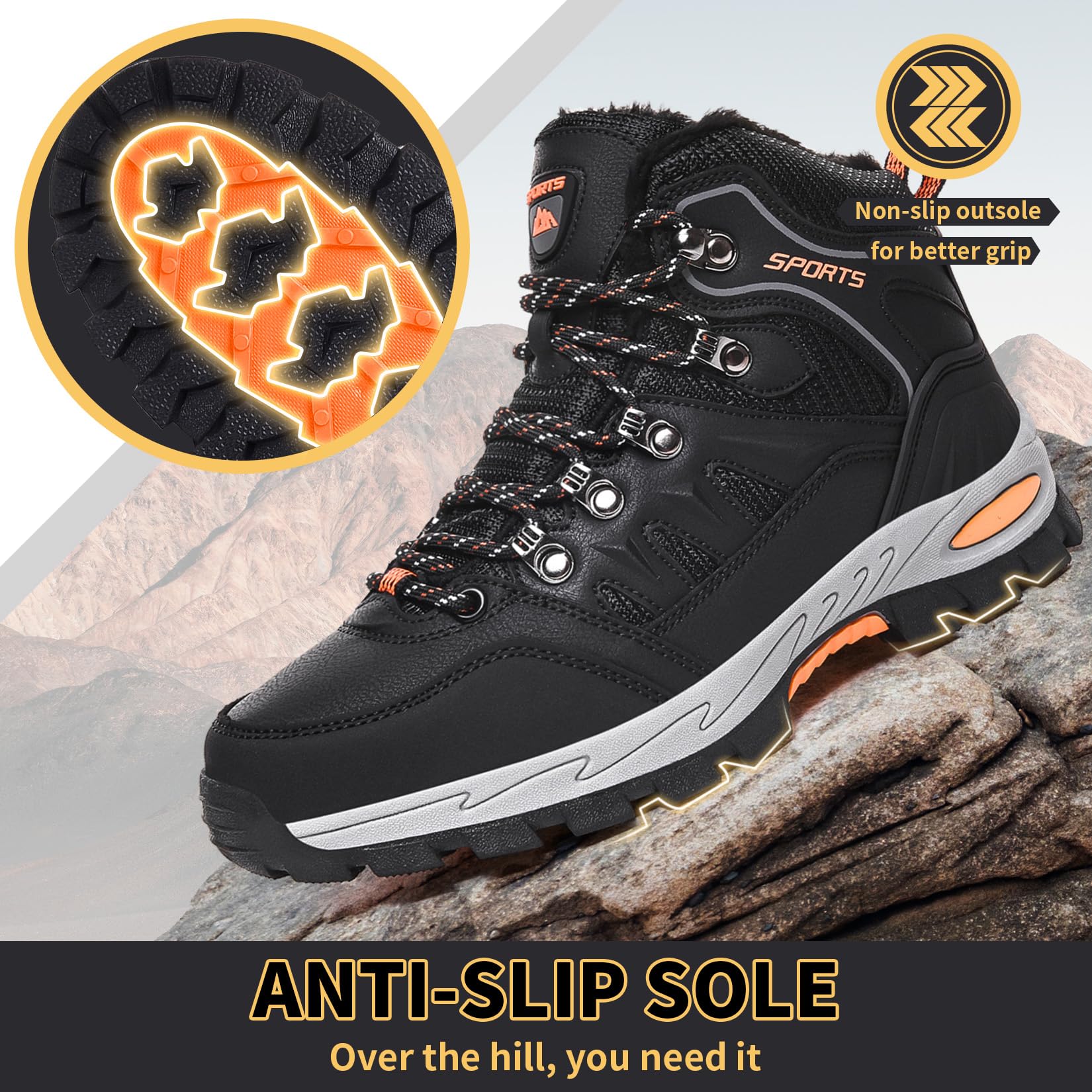 Littleplum Winterschuhe Herren Stiefel Warm Gefüttert Winterstiefel rutschfest Outdoor Wanderschuhe Schneestiefel