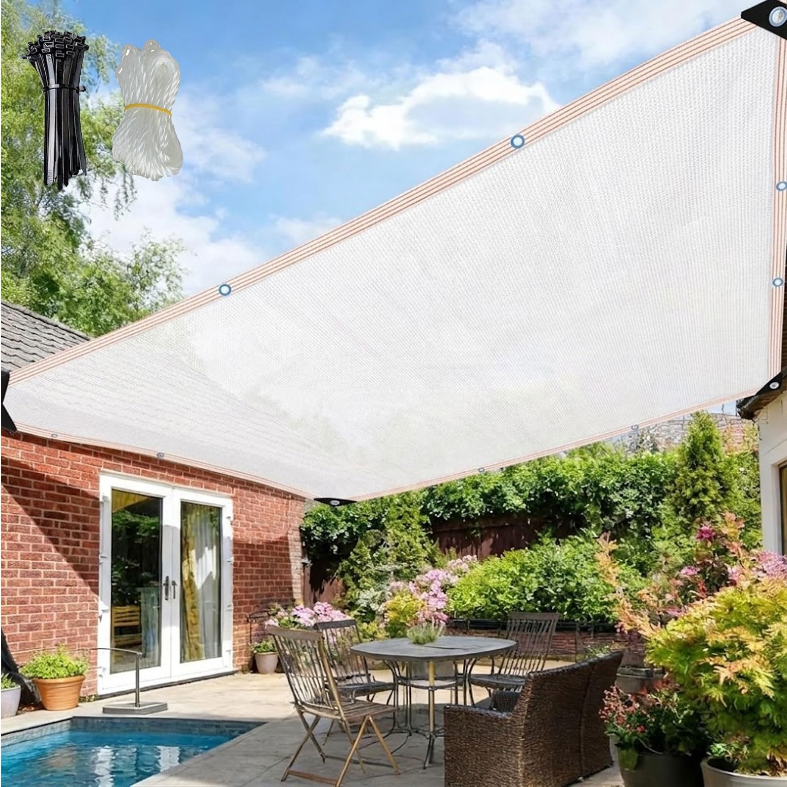 KLGFBDC 55% UV Sunblock Shade Cloth, Durable Garden Shade Mesh Tarp with Grommets, Outdoor Sunshade for Pergola, Chicken Coop, Patio, Plant Cover (15x20ft)