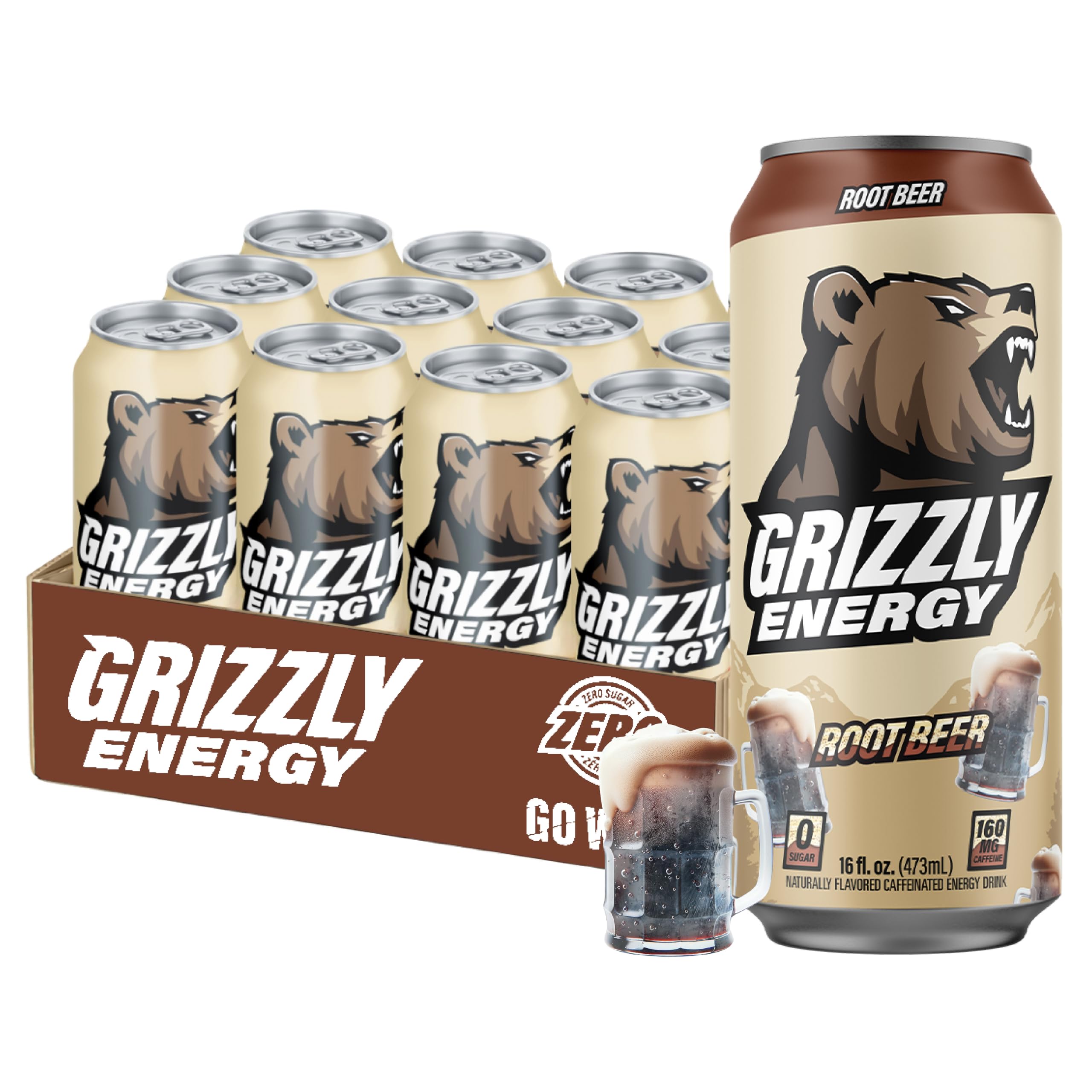 Amazon.com : GRIZZLY Energy Drink Root Beer Taurine B Vitamins