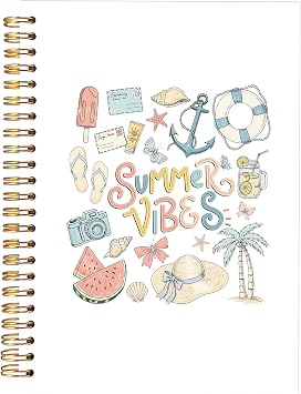 KAOWT Summer Coastal Notebook Journal, Tropical Beach Ocean Notebooks for Note Taking, Preppy Summer Vibes Journal, Beach Lover Gifts, Hardcover Spiral Notebook 5.5x8.3in