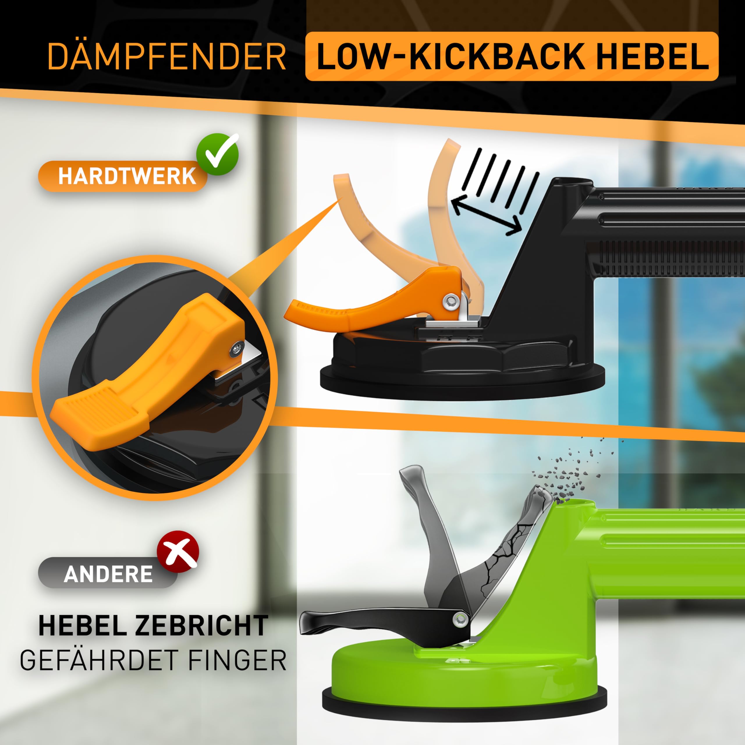 Zuignap handvat zuignap glas met 2 zuignappen glazen zuignap vacuüm