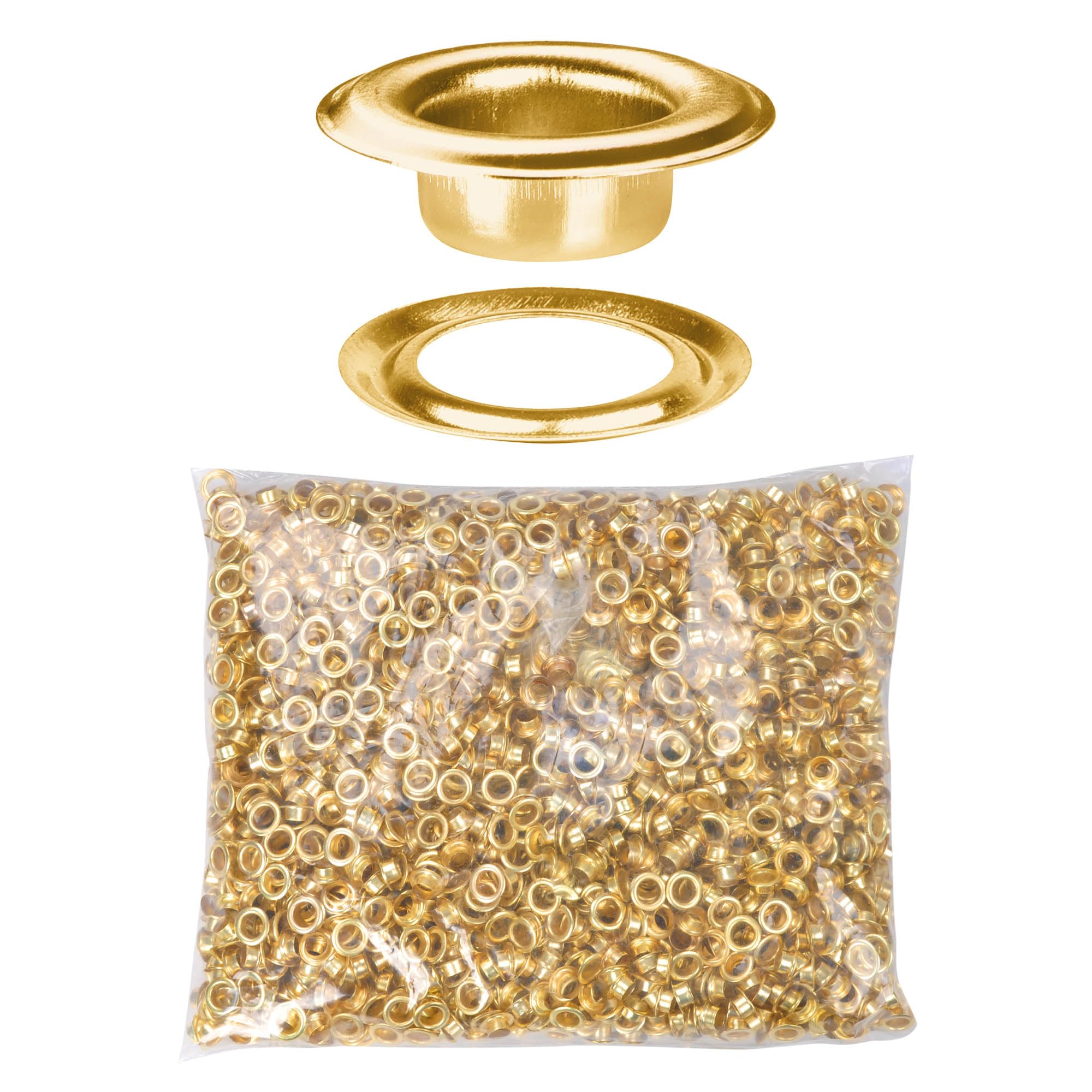 Yescom 2000 pcs Grommet Kit 1/4 inch Size #0 Eyelets and Washers Brass for Hand Press Workshop Apparel Leather Printing Scrim Banner Tarp YES0379