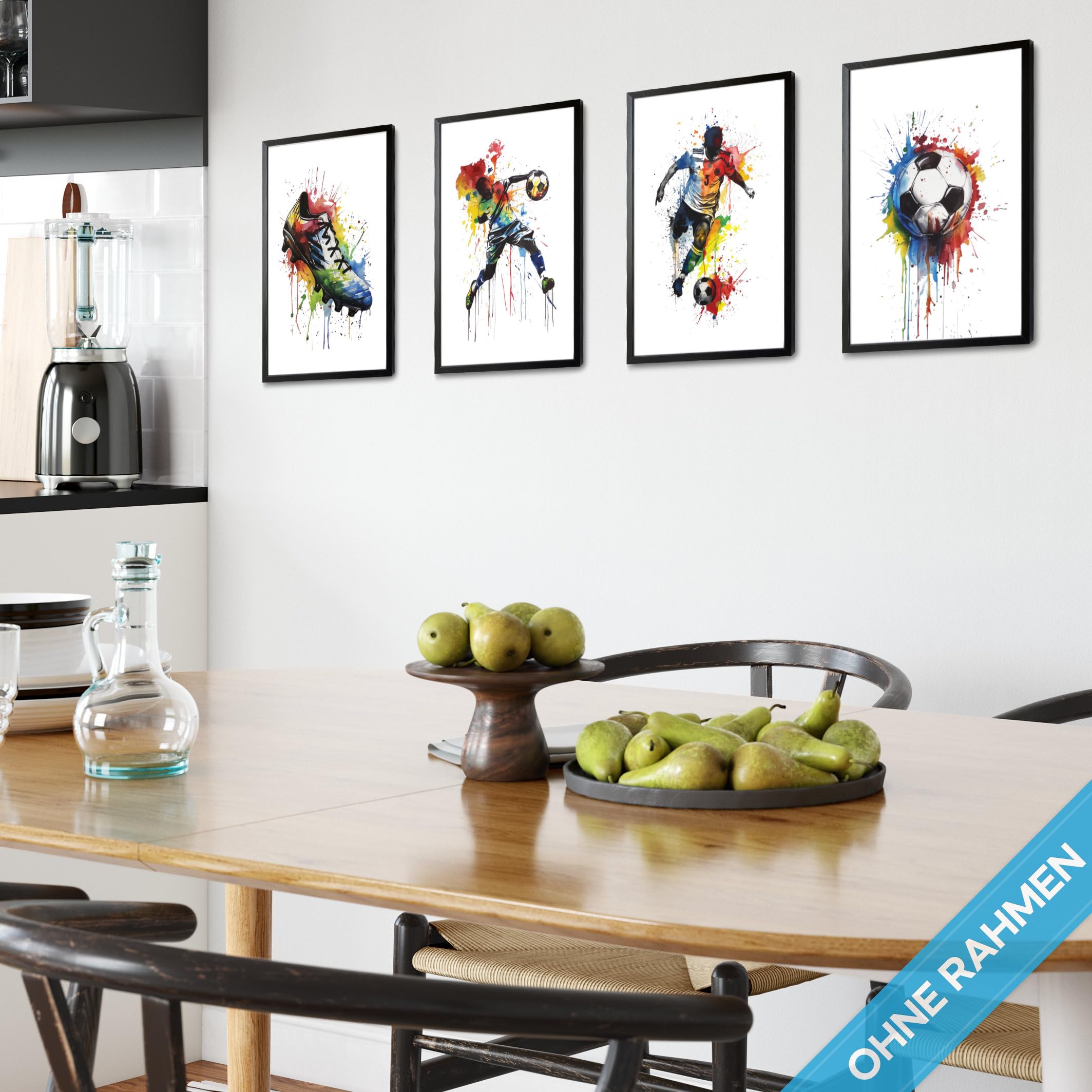 4 Posters Football Mojoliving A4 - Décoration Chambre Enfant - Cadeau Foot Pour Garçon - Sans Cadre