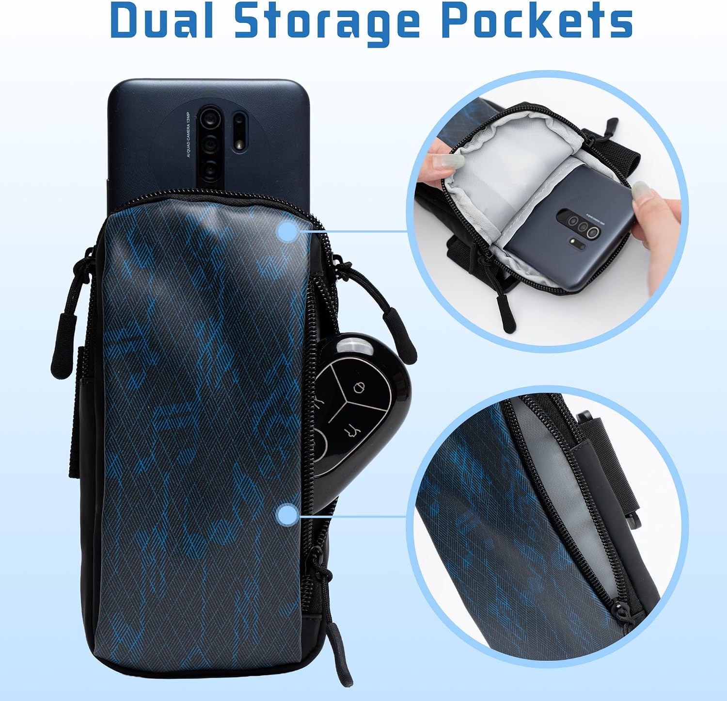 Running Armband Phone Holder for 4.7"-6.9" Phones. Adjustable Water-Resistant Cell Phone Arm Band & Phone Holder for Running, Gym & Outdoors