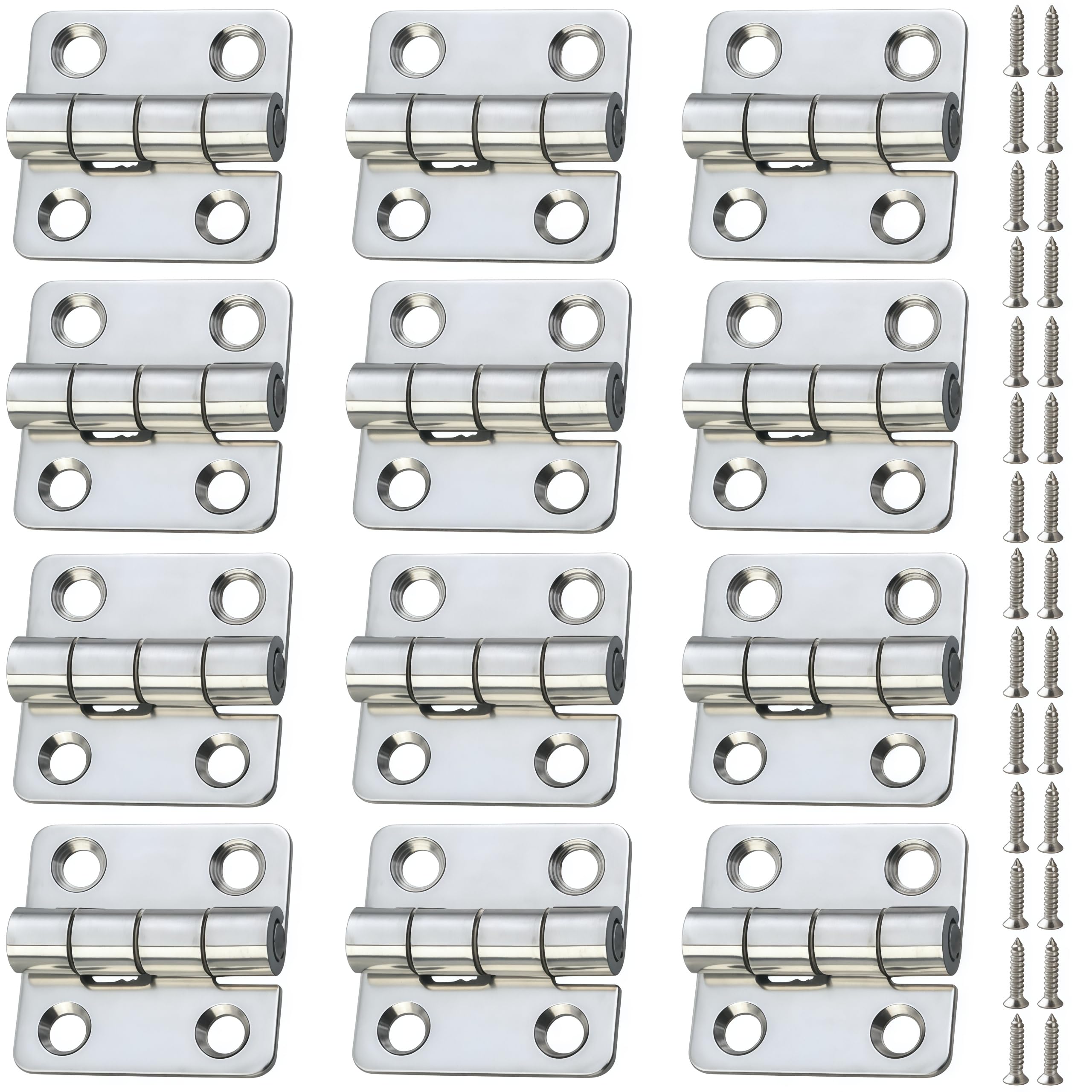 Hinges 12 Pack of 270 Degree Stainless Steel Folding Hinges Suitable for Bedrooms Rvs Garages Storage Sheds and Livestock Facilities 37 * 35 * 2mm Countersunk Holes