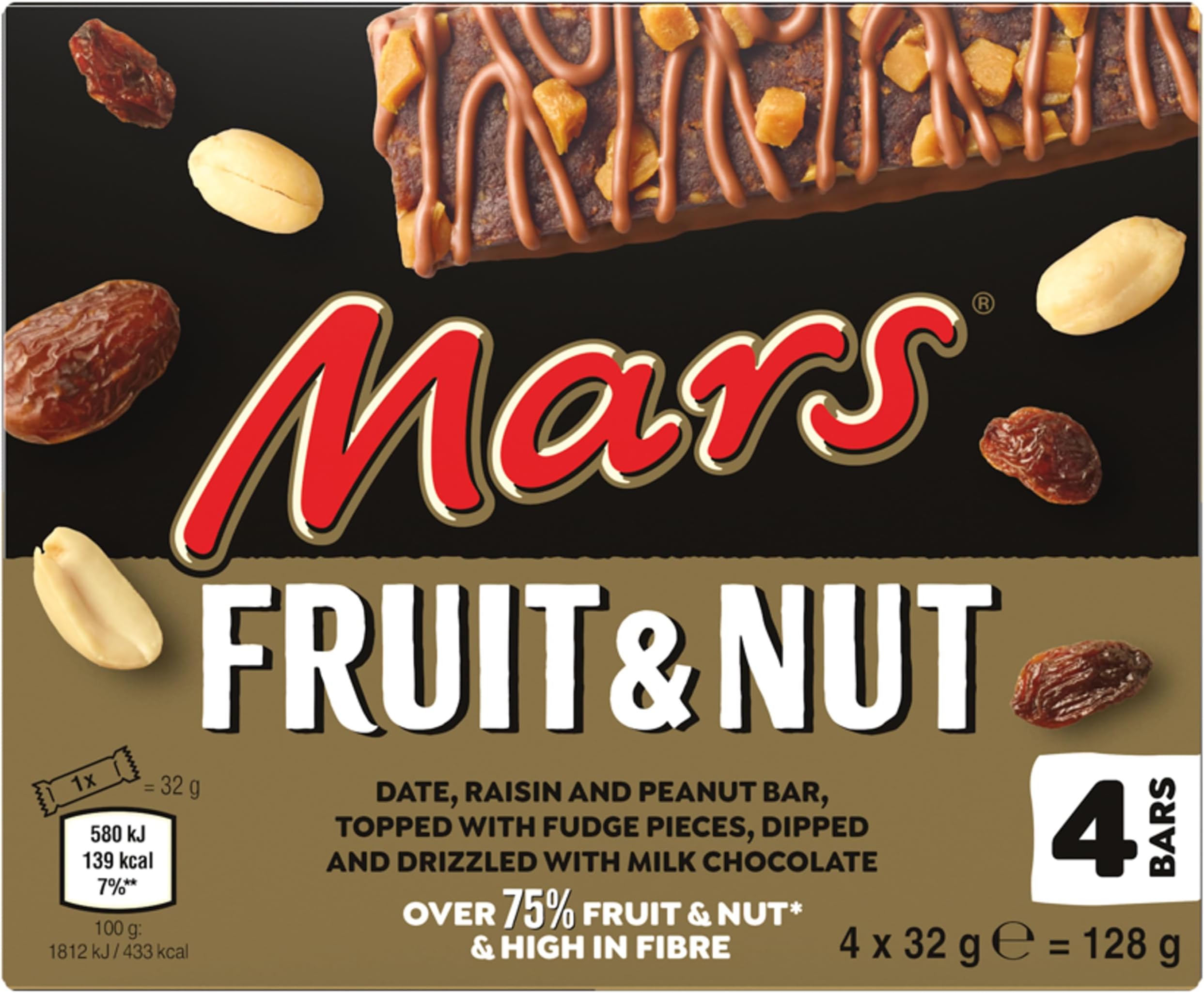 Fruit & Nut Milk Chocolate Snack Bars Multipack 4 x 32g