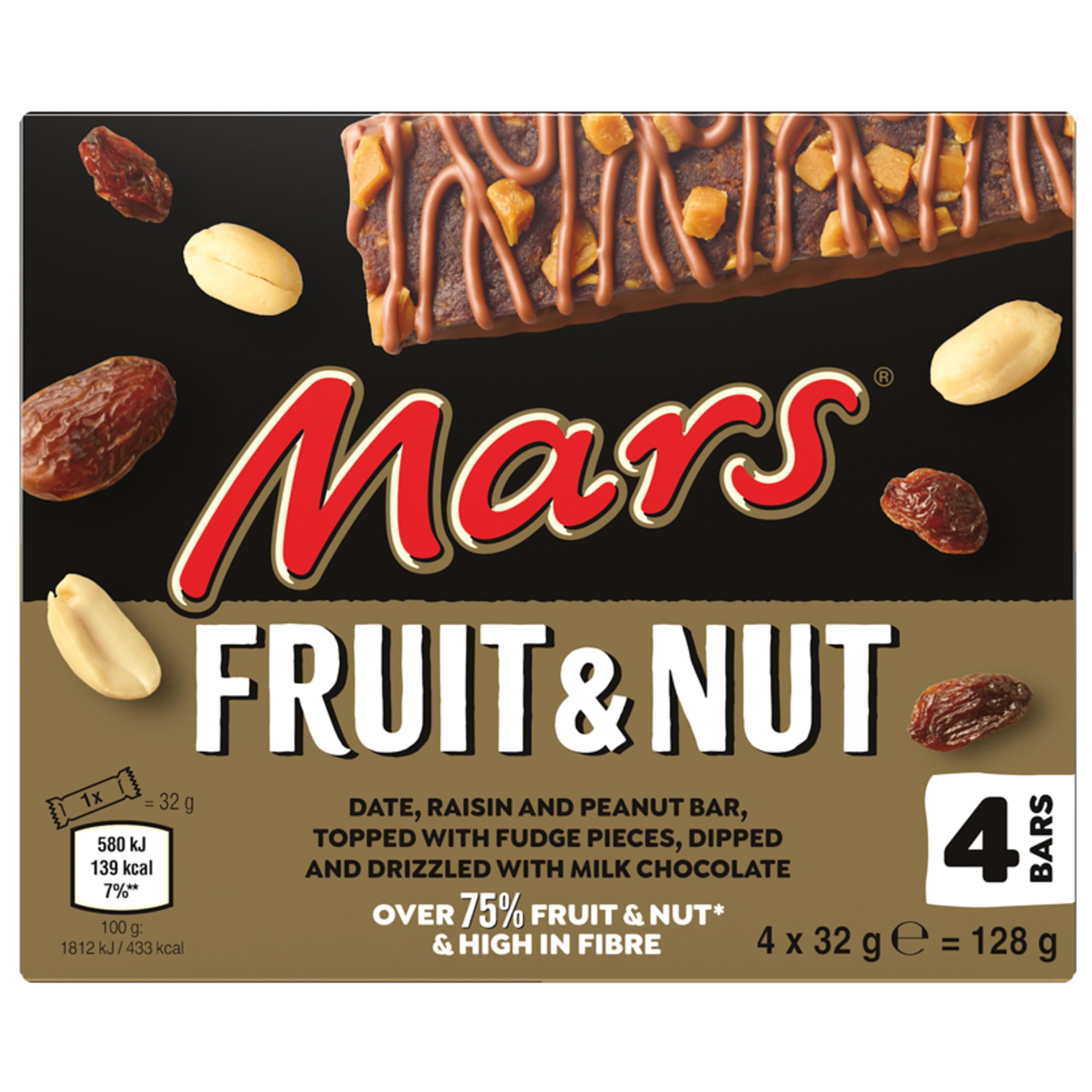 Mars Fruit & Nut Milk Chocolate Snack Bars Multipack 4 x 32g