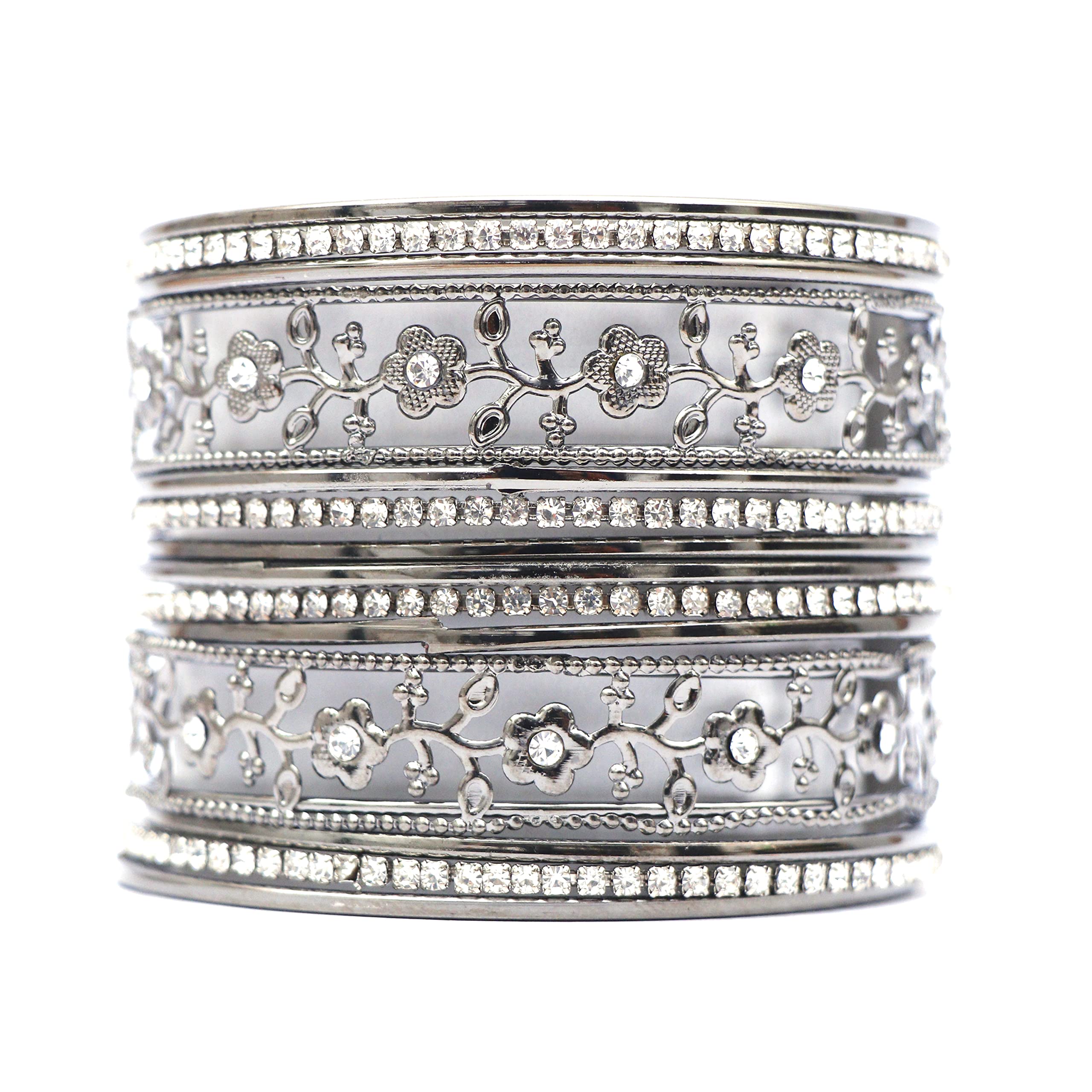 See full amazon price history chart for Navjai Traditional Designer Antique Look Metal Bangle Oxidised Plated Flower Design Zircon Jewellery Bracelet Bangle Set for Women Girl (Silver colour Bangles Set, 2.2) Navjai Traditional Designer Antique Look Metal Bangle Oxidised Plated Flower Design Zircon Jewellery Bracelet Bangle Set for Women Girl (Silver colour Bangles Set, 2.2) (B09XDSWJ48) Amazon Price History, Amazon Price Tracker